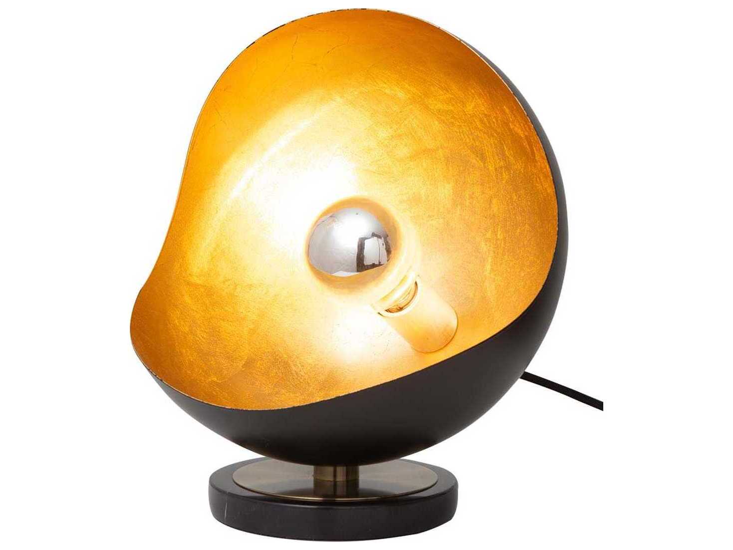 Nova Luna Bella Matte Black Gold Leaf Steel Table Lamp