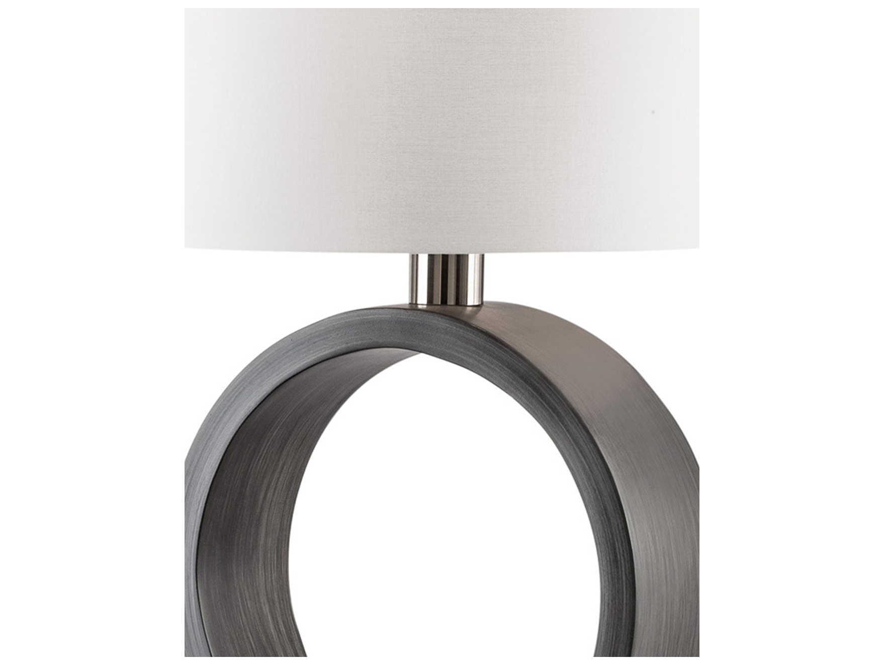 Nova Tracey Brushed Nickel Charcoal Gray White Linen Table Lamp