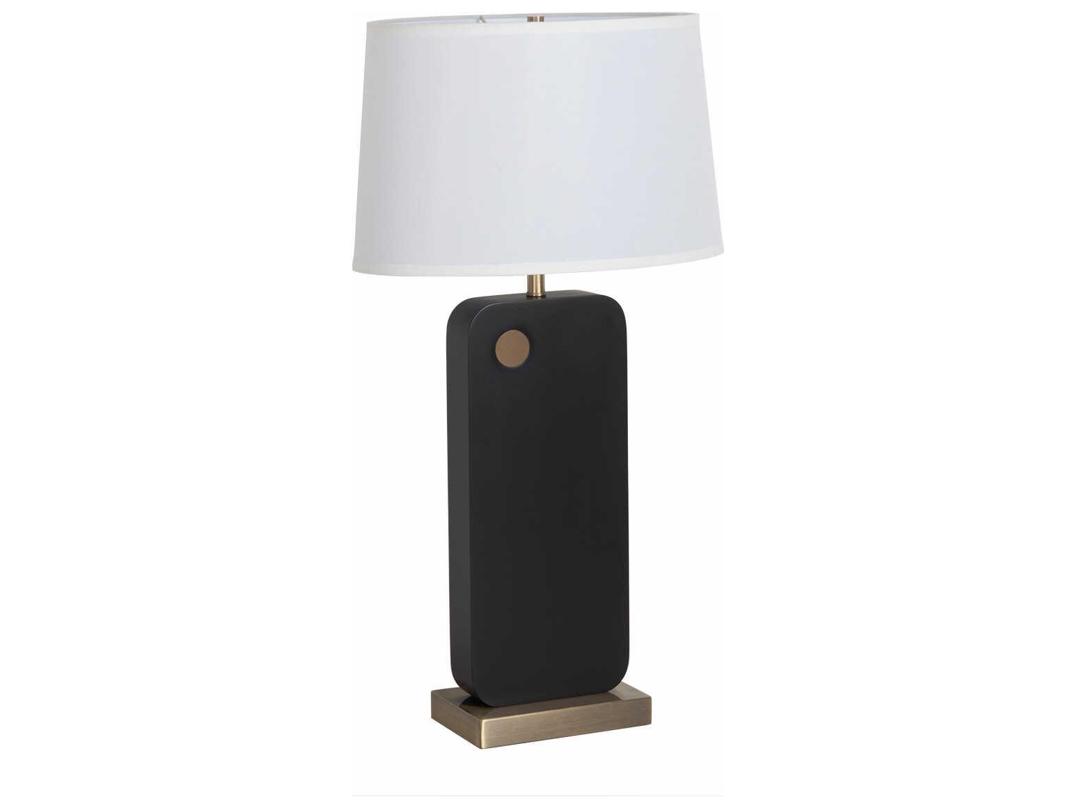 Nova Laurel Ebony Weathered Brass White Linen Black Buffet Lamp