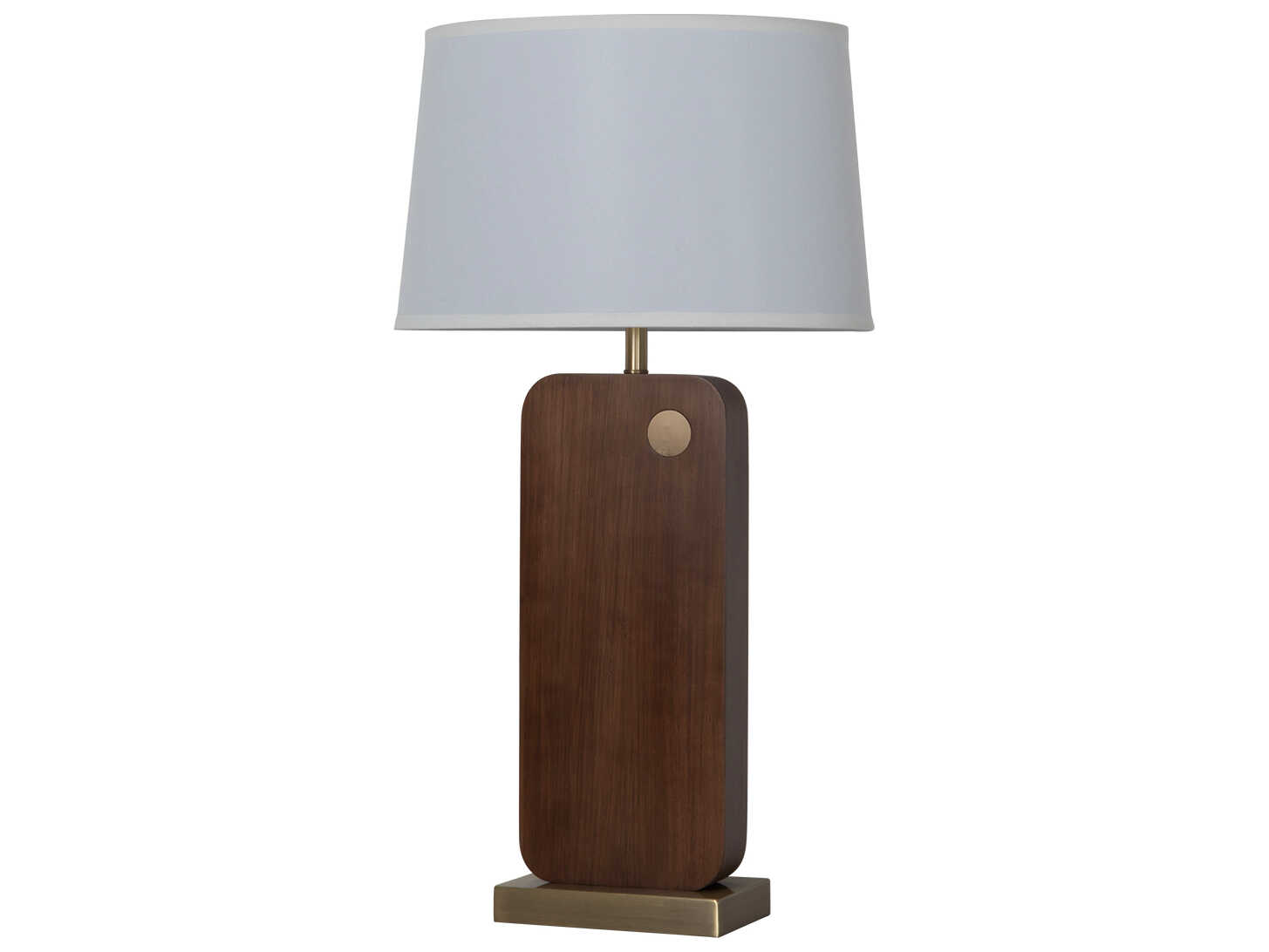 Nova Laurel Dark Walnut Weathered Brass White Linen Brown Buffet Lamp