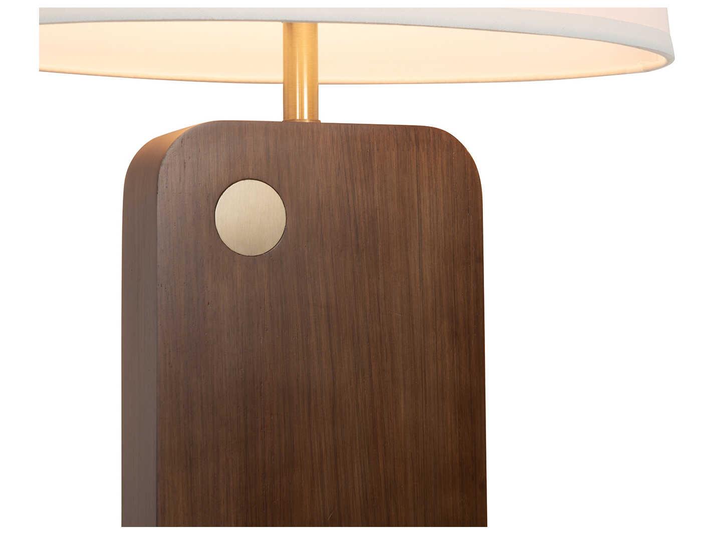 Nova Laurel Dark Walnut Weathered Brass White Linen Brown Buffet Lamp