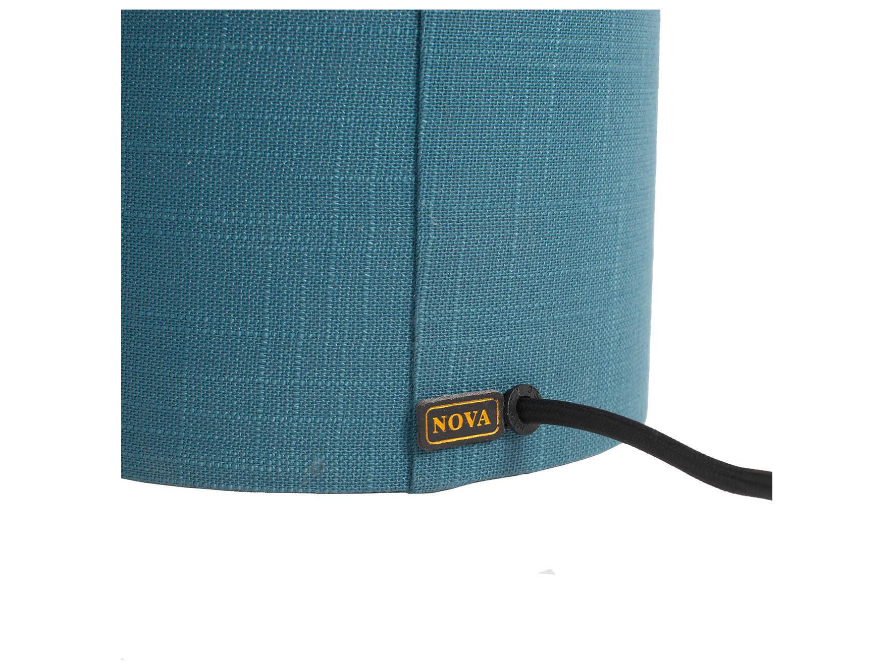 Nova Moonlight Sage Matte Black Linen Blue Table Lamp