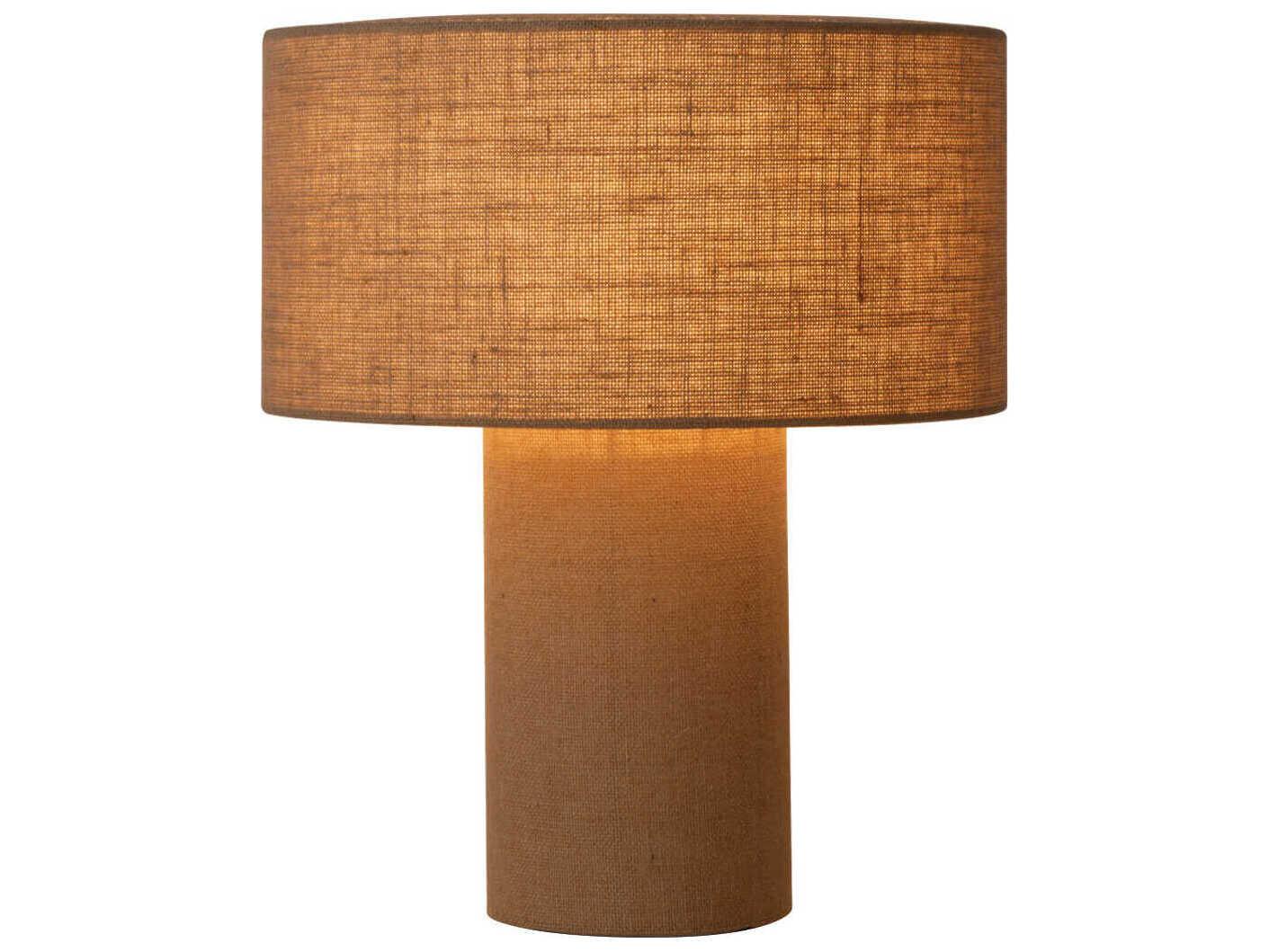 Nova Moonlight Beige Woven Burlap Bronze Table Lamp