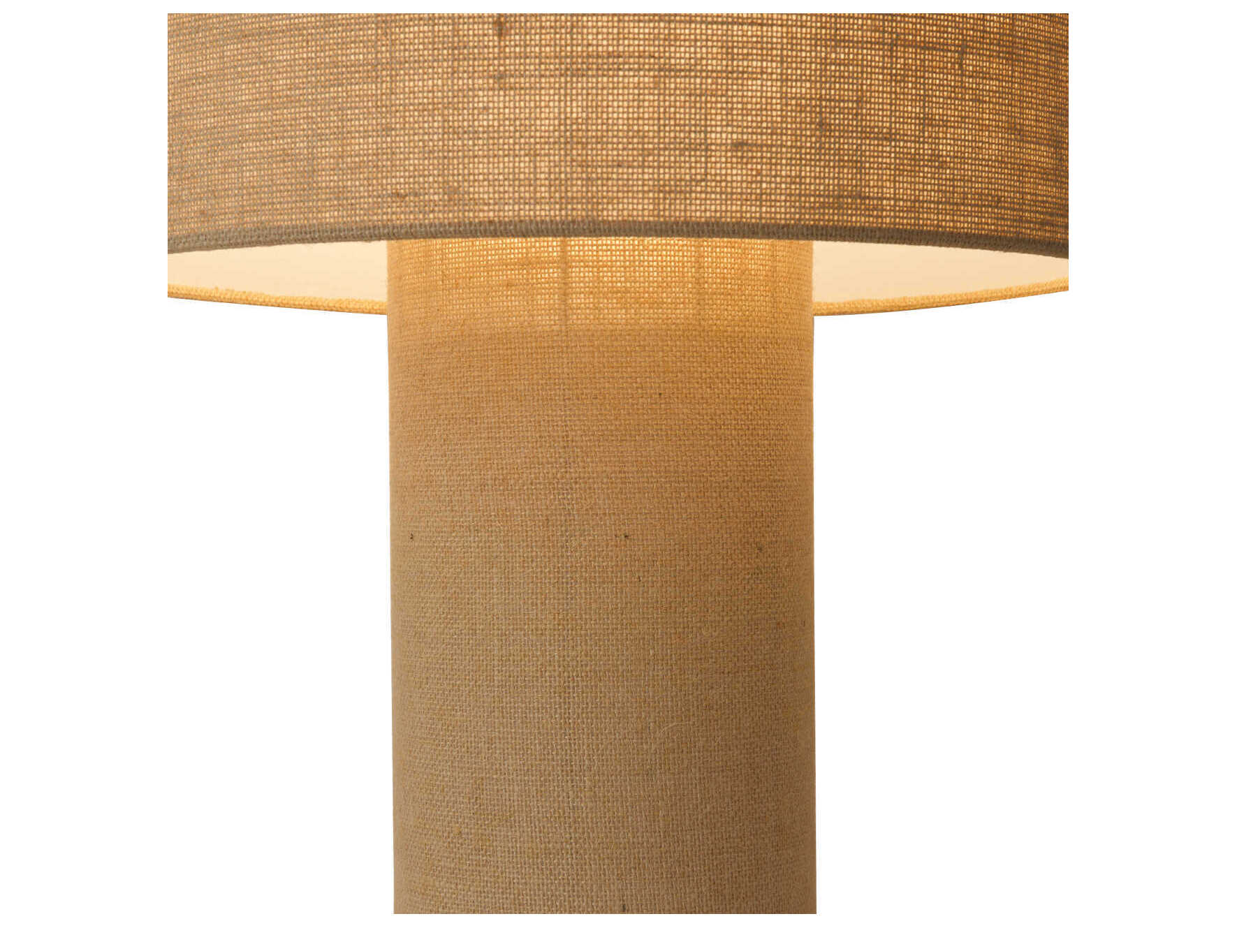 Nova Moonlight Beige Woven Burlap Bronze Table Lamp