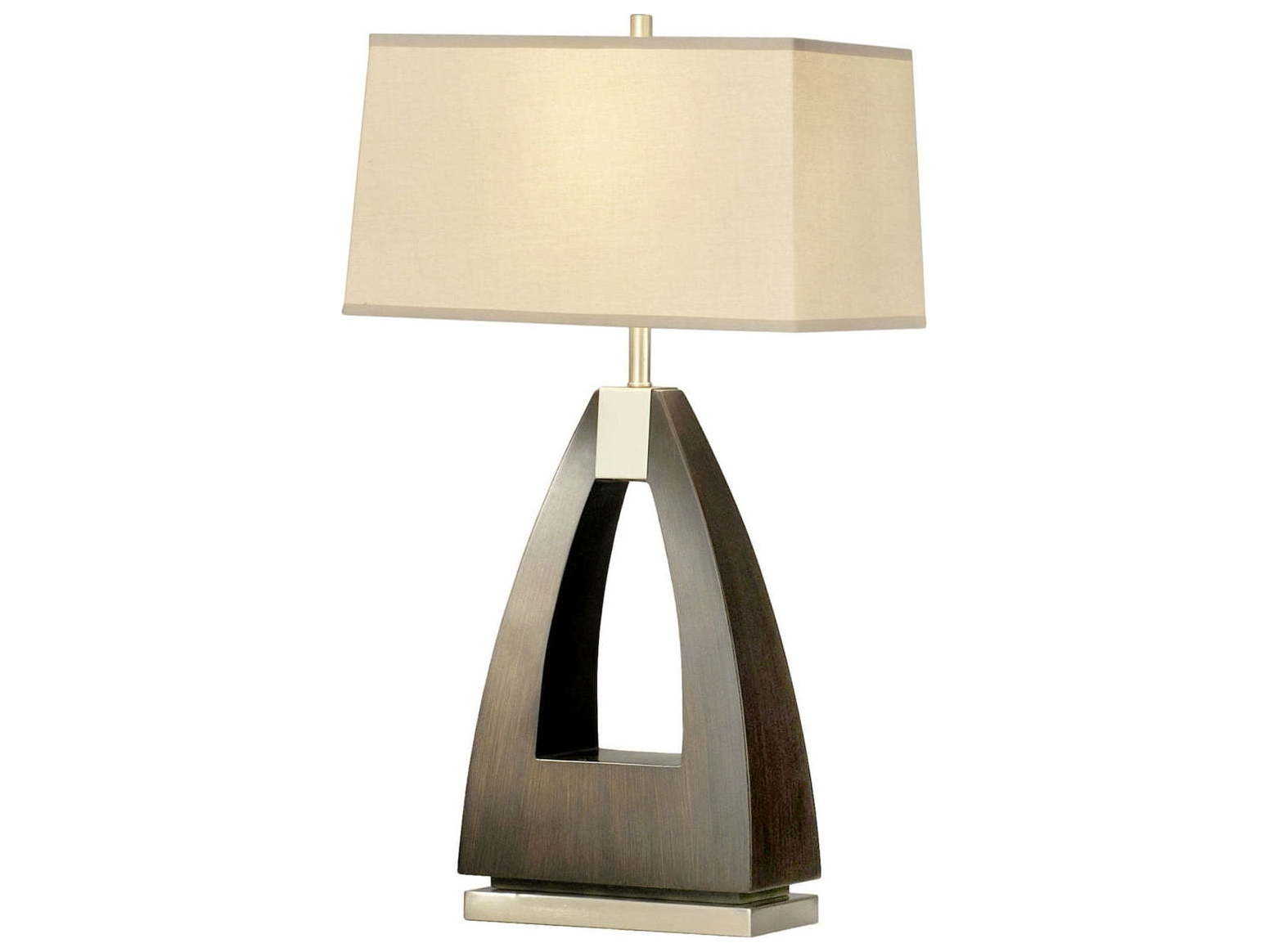 Nova Trina Pecan Brushed Nickel White Linen Gray Buffet Lamp