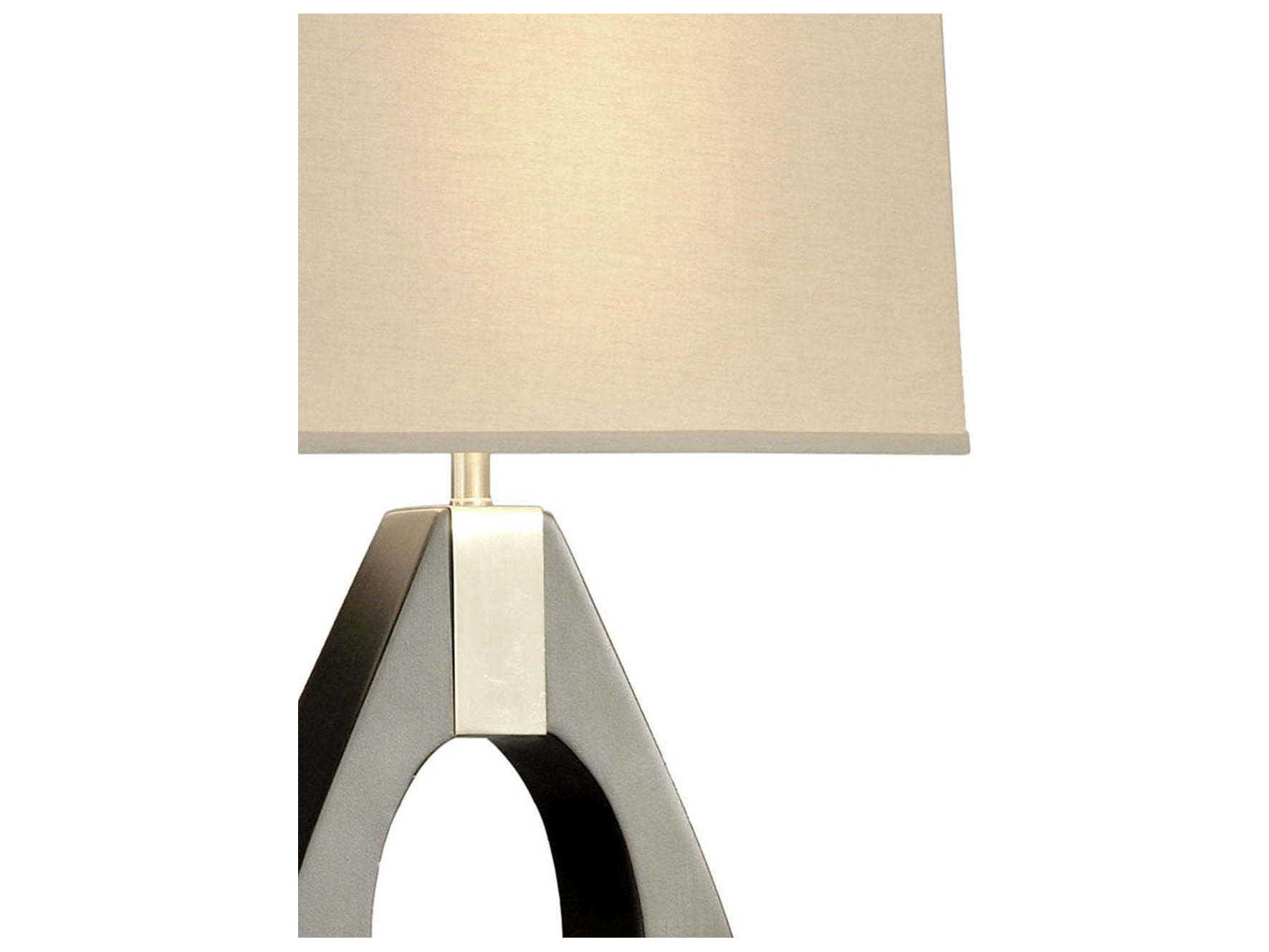 Nova Pearson Pecan Brushed Nickel Off White Linen Gray Table Lamp