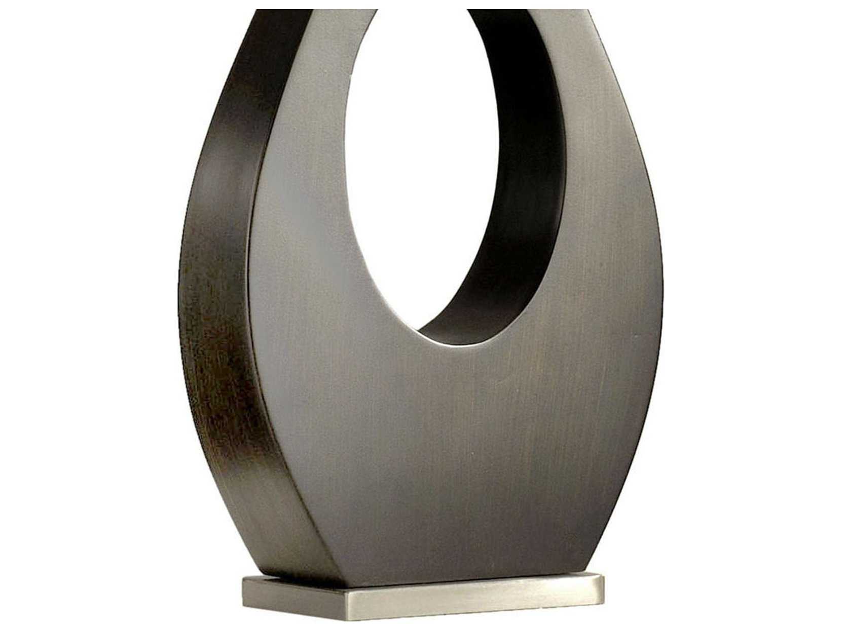 Nova Pearson Pecan Brushed Nickel Off White Linen Gray Table Lamp