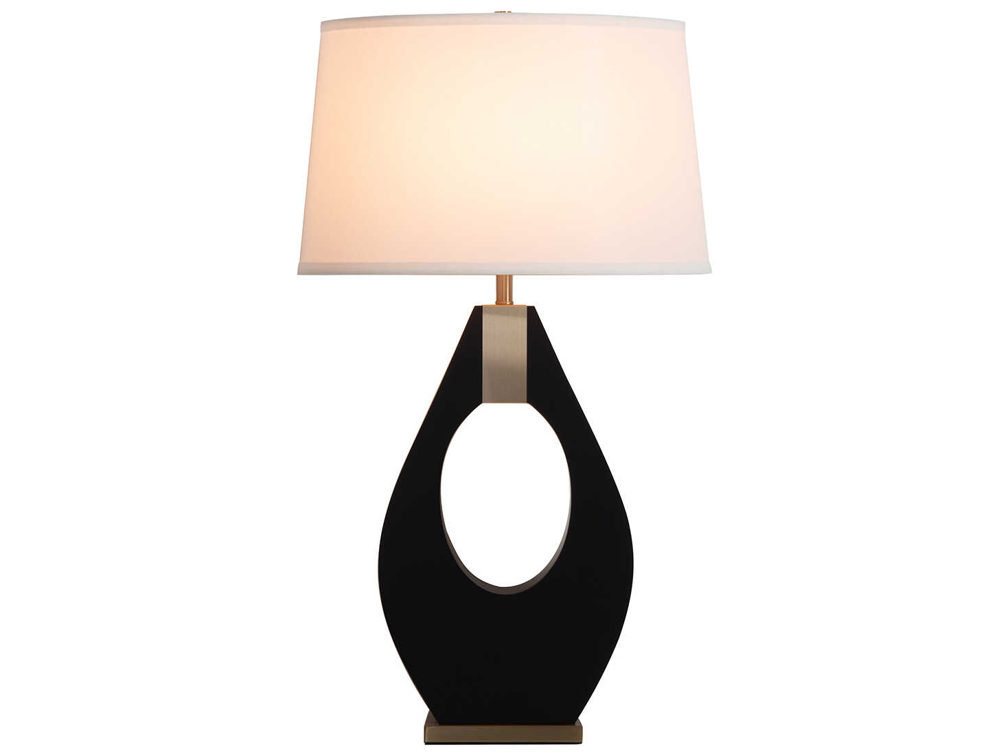 Nova Pearson Ebony Weathered Brass White Linen Black Buffet Lamp