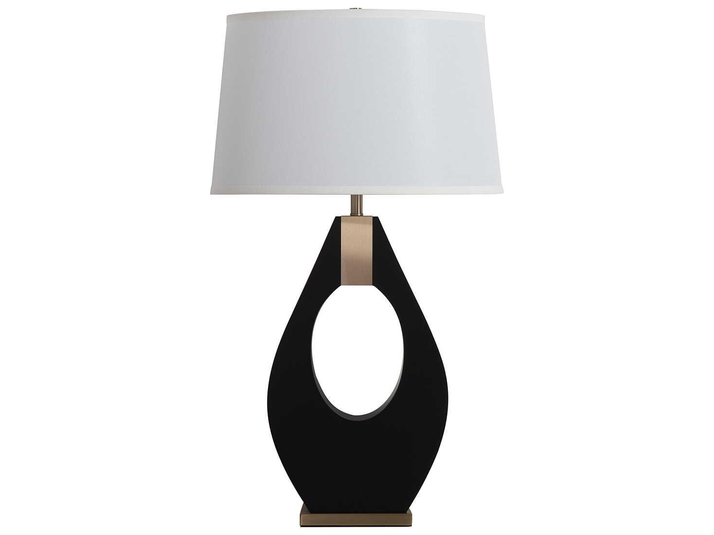 Nova Pearson Ebony Weathered Brass White Linen Black Buffet Lamp