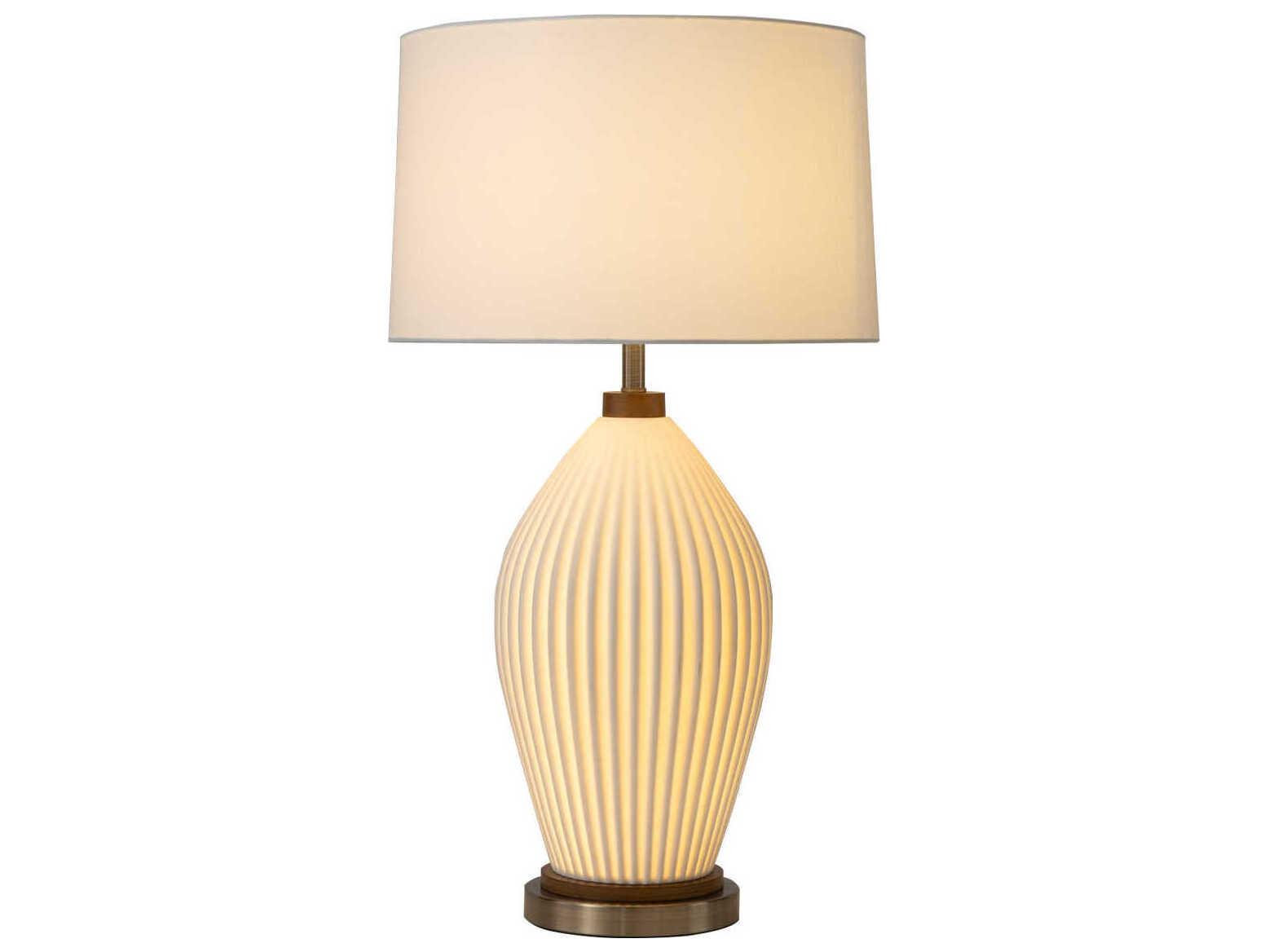 Nova Bone Porcelain Santa Clara Weathered Brass Walnut White Buffet Lamp