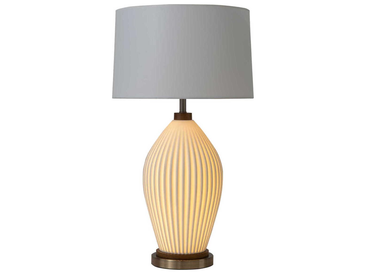 Nova Bone Porcelain Santa Clara Weathered Brass Walnut White Buffet Lamp