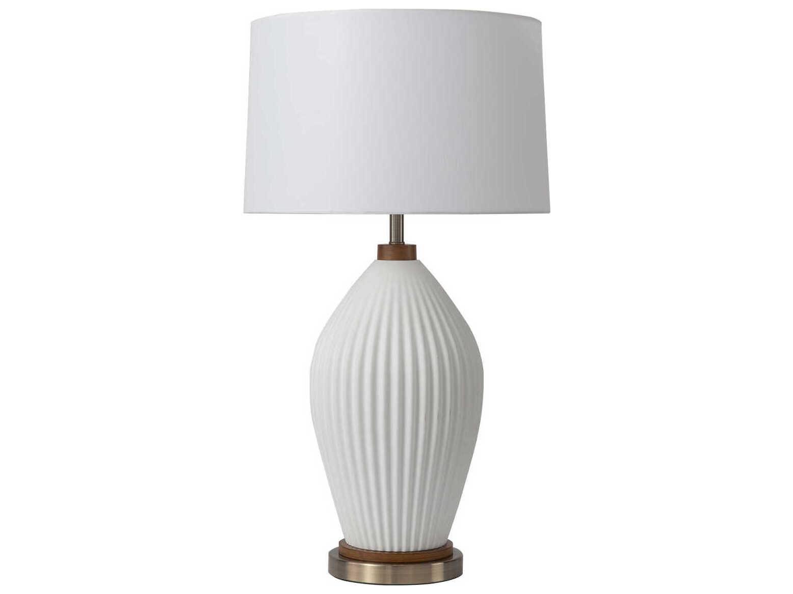 Nova Bone Porcelain Santa Clara Weathered Brass Walnut White Buffet Lamp