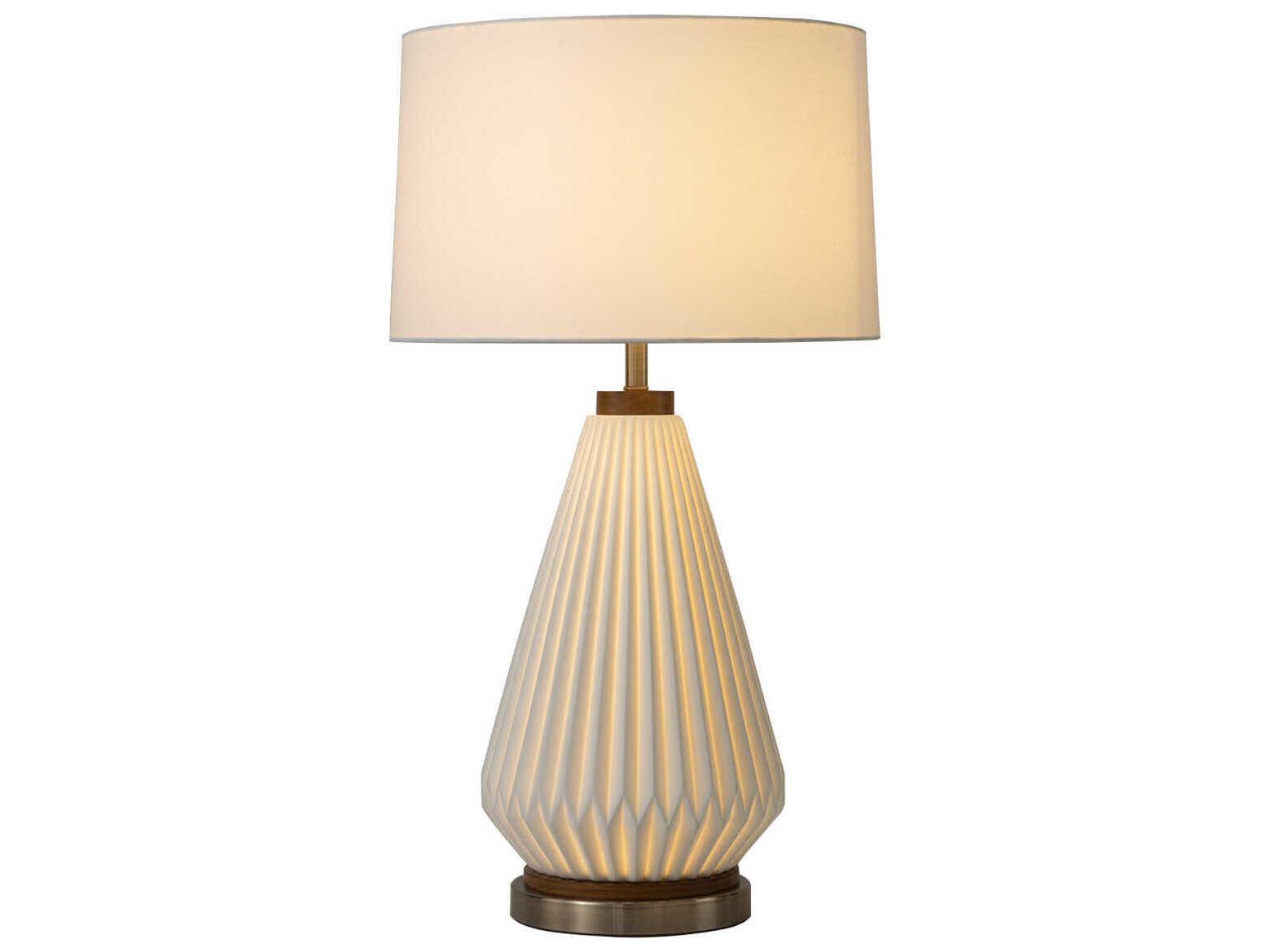 Nova Bone Porcelain Santa Clara Weathered Brass Walnut White Buffet Lamp