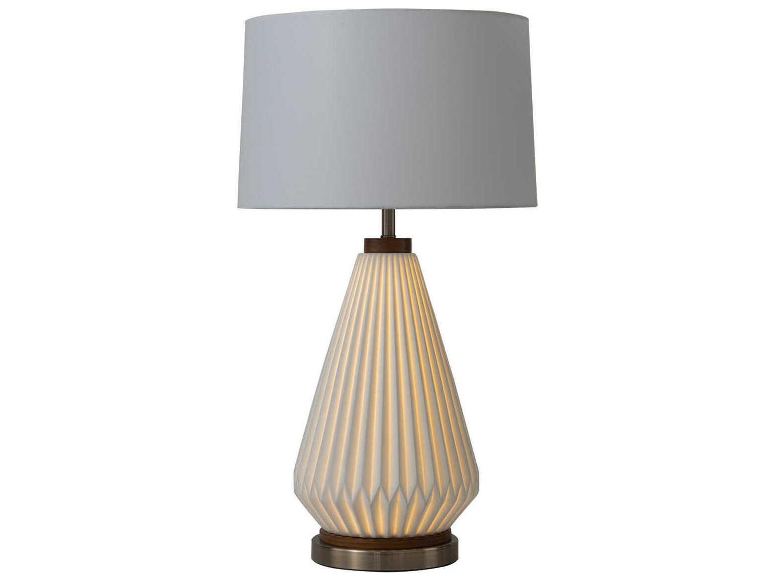 Nova Bone Porcelain Santa Clara Weathered Brass Walnut White Buffet Lamp