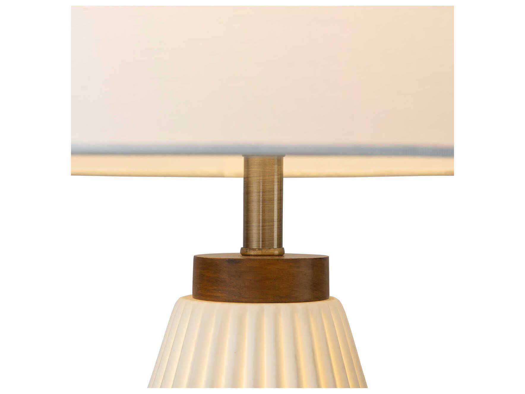 Nova Bone Porcelain Santa Clara Weathered Brass Walnut White Buffet Lamp