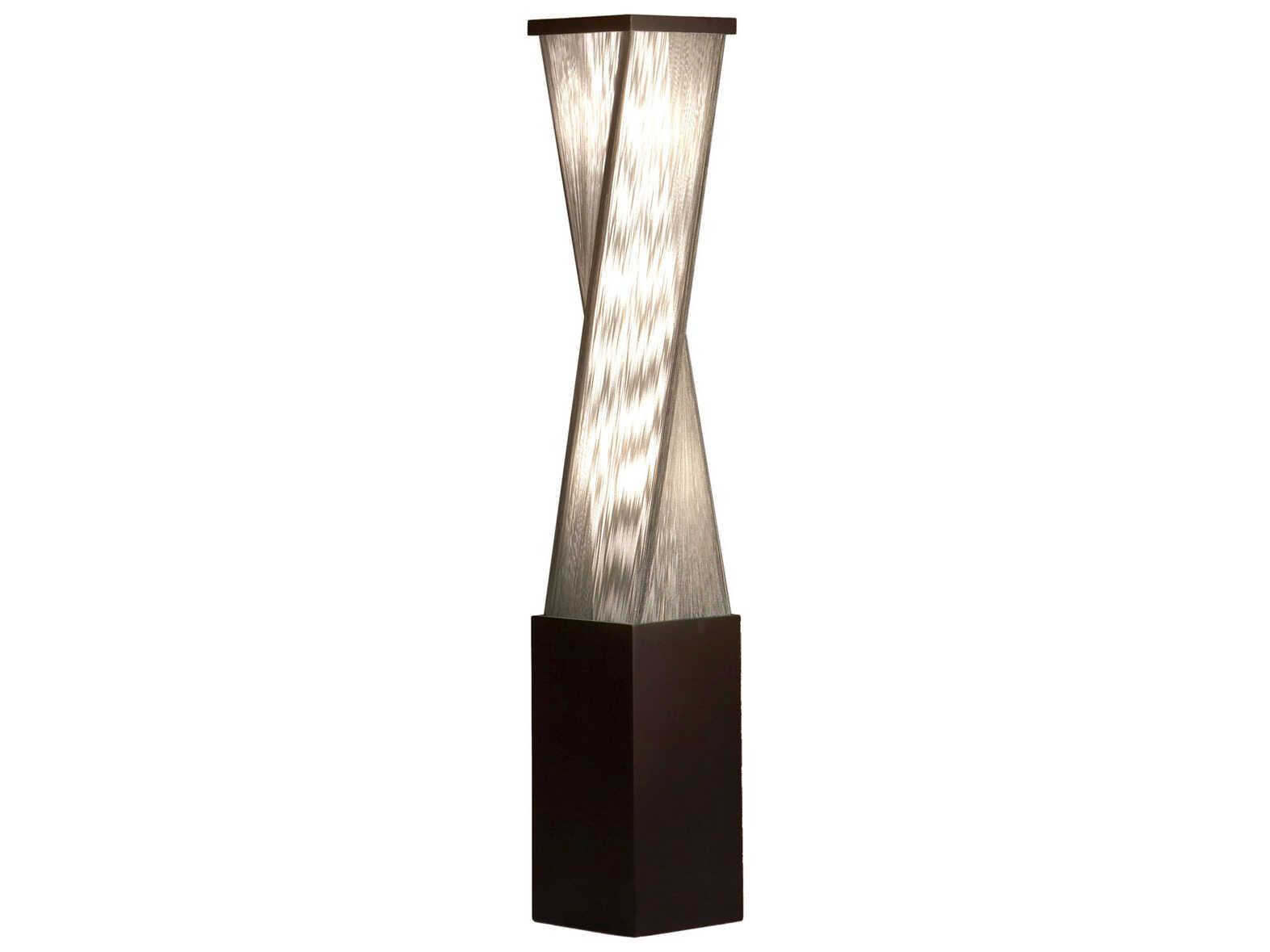 Nova Torque Espresso Satin Nickel Silver Fabric String Brown Floor Lamp