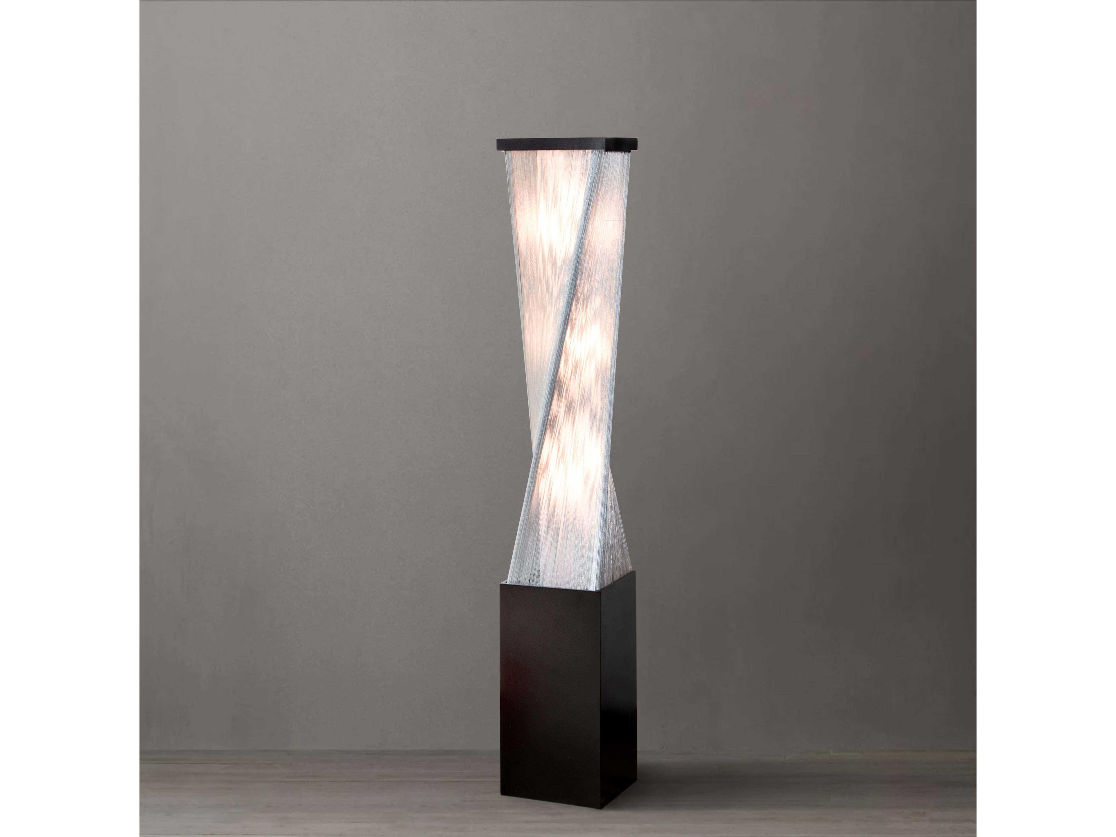 Nova Torque Espresso Satin Nickel Silver Fabric String Brown Floor Lamp