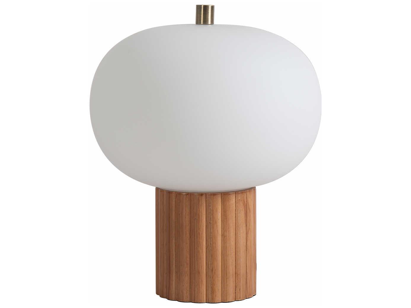 Nova Tambo Natural Ash Weathered Brass White Linen Brown Buffet Lamp