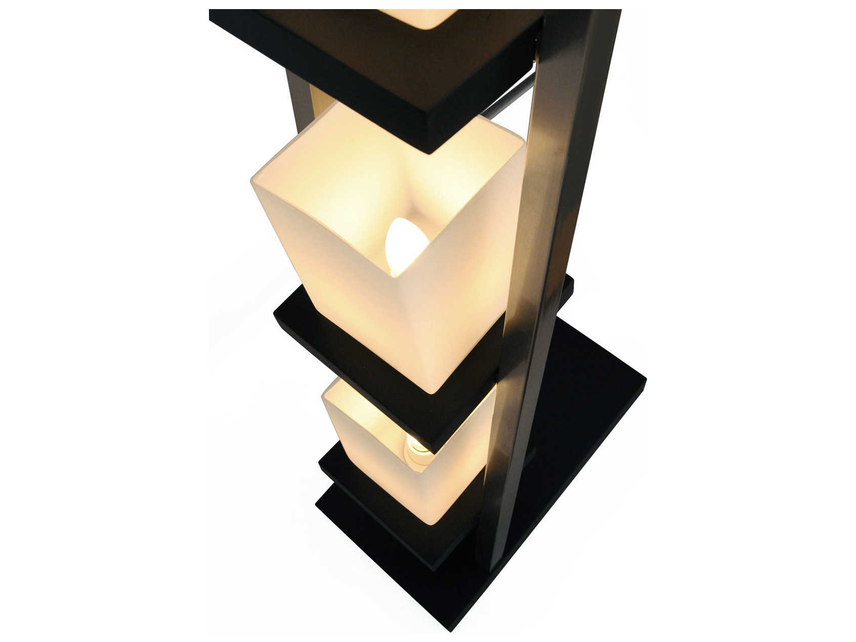 Nova Escalier Espresso Brushed Nickel Off White Glass Brown Floor Lamp