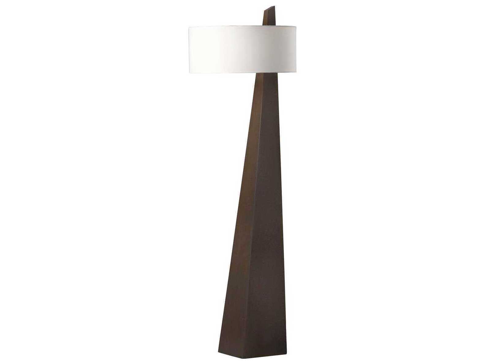 Nova Obelisk Chestnut White Linen Brown Floor Lamp