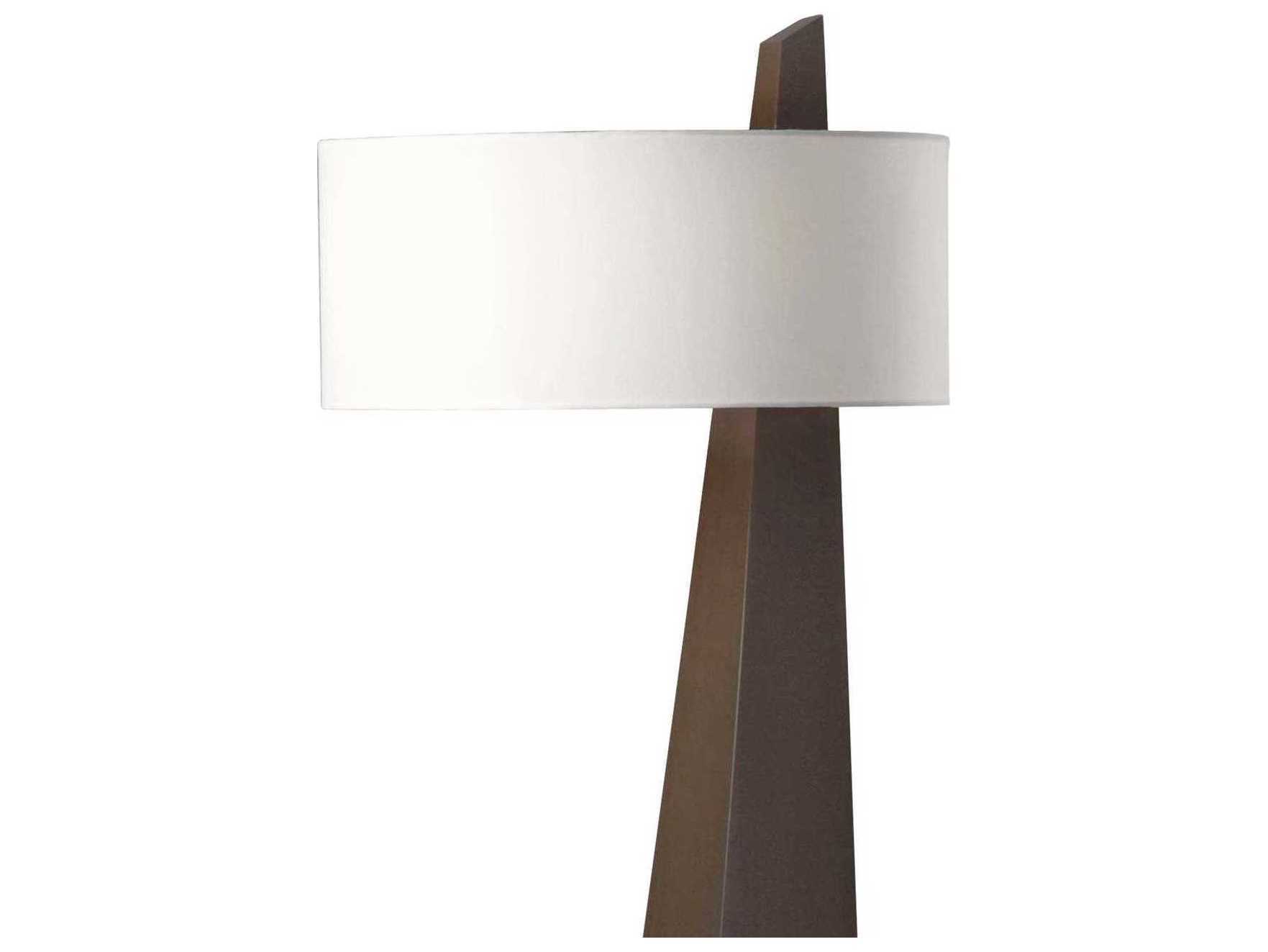 Nova Obelisk Chestnut White Linen Brown Floor Lamp