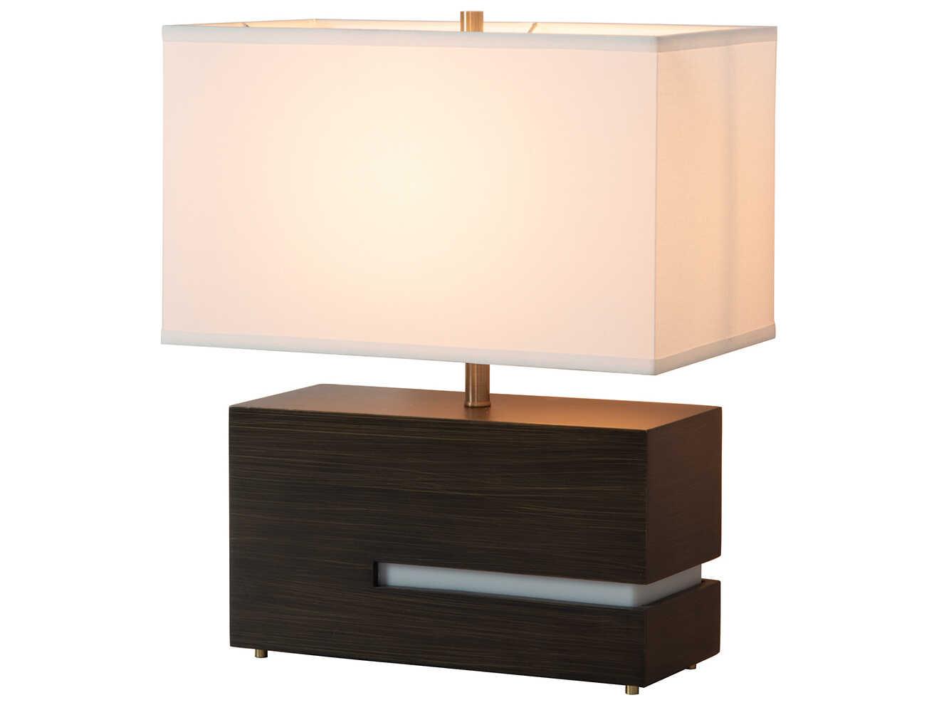 Nova Zen Ebony Weathered Brass White Linen Black Table Lamp