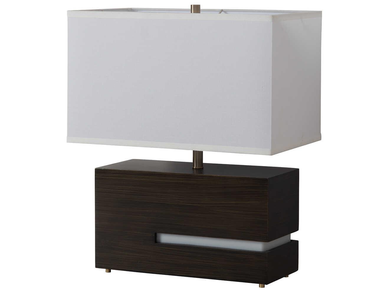Nova Zen Ebony Weathered Brass White Linen Black Table Lamp