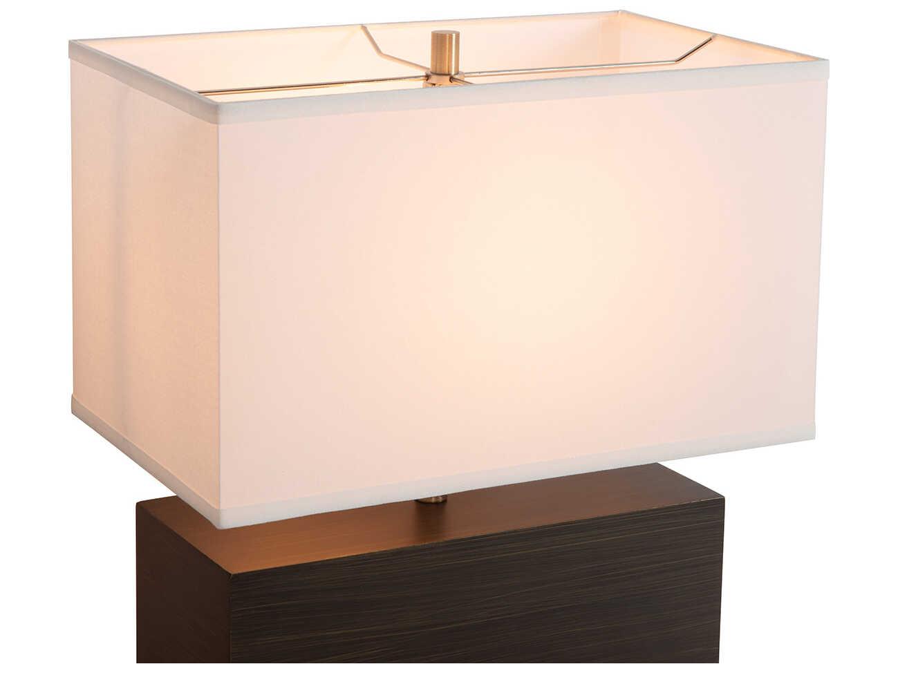 Nova Zen Ebony Weathered Brass White Linen Black Table Lamp