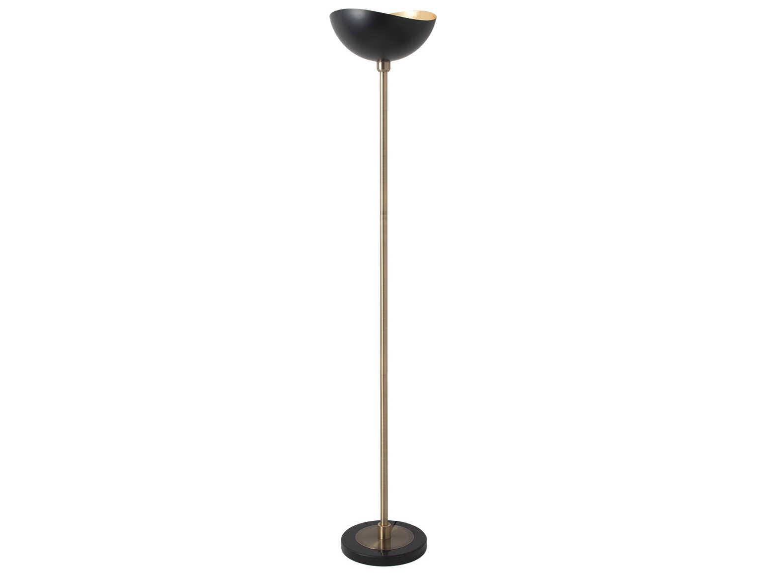 Nova Luna Bella Weathered Brass Gold Leaf Steel Black Floor Lamp
