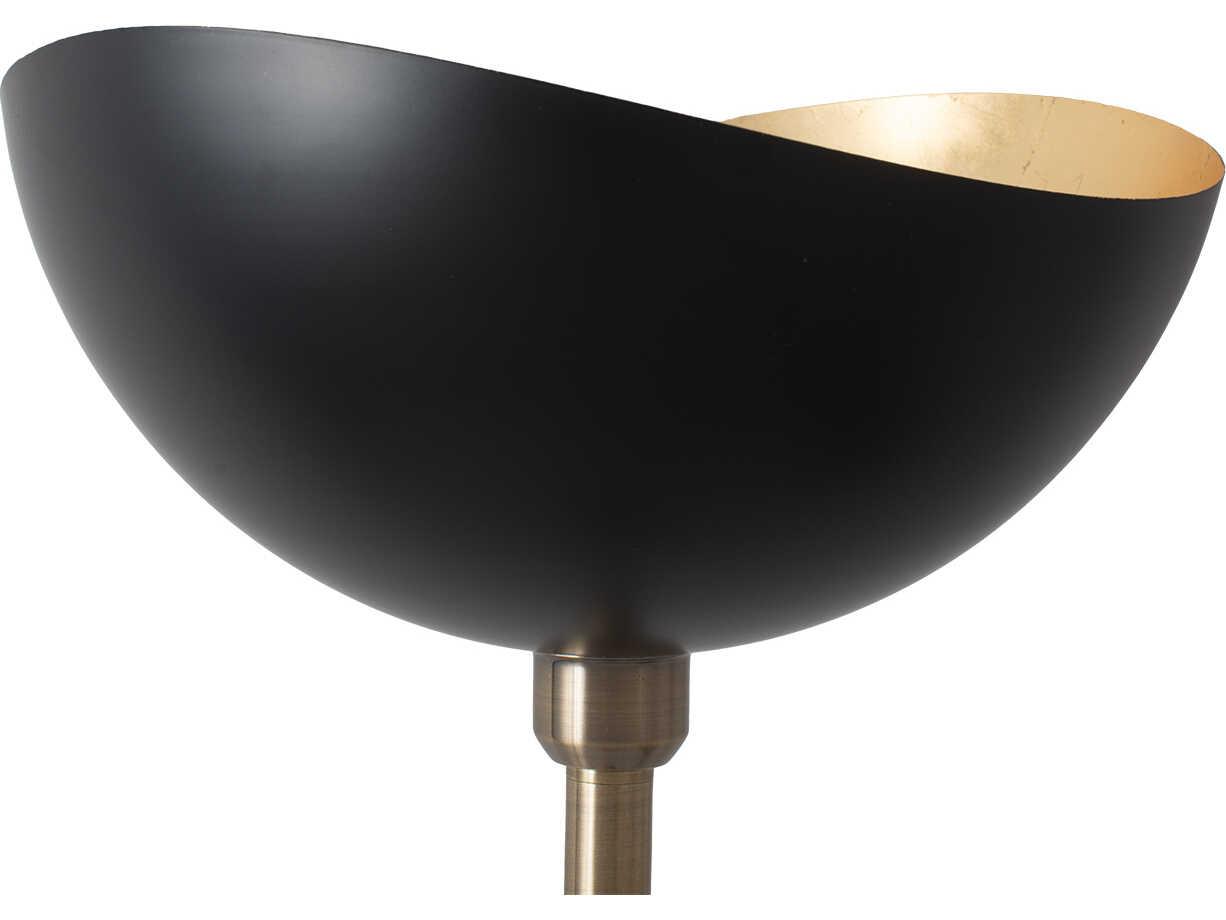 Nova Luna Bella Weathered Brass Gold Leaf Steel Black Floor Lamp