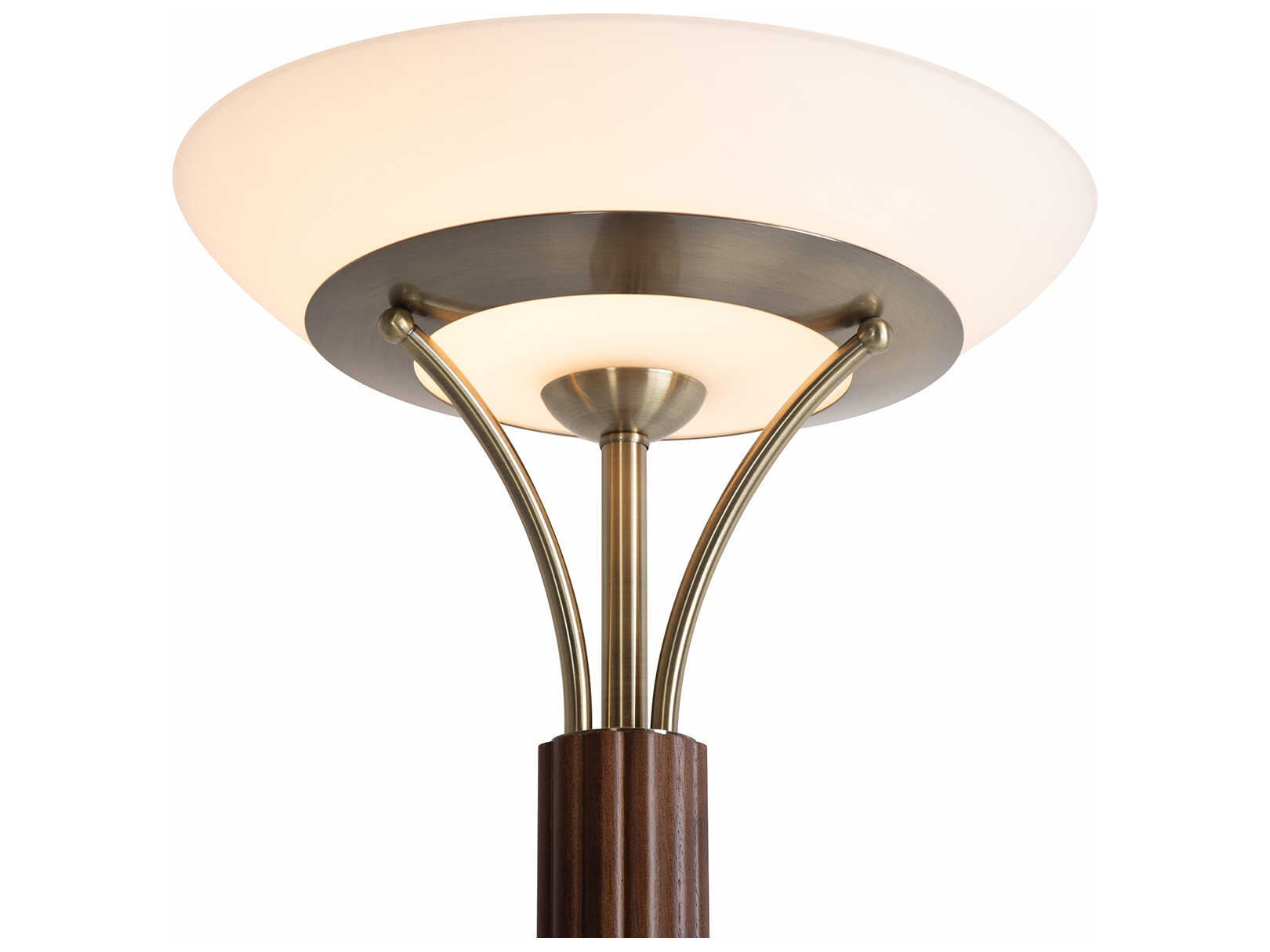 Nova Tambo Dark Walnut Weathered Brass Opal Glass Brown Floor Lamp