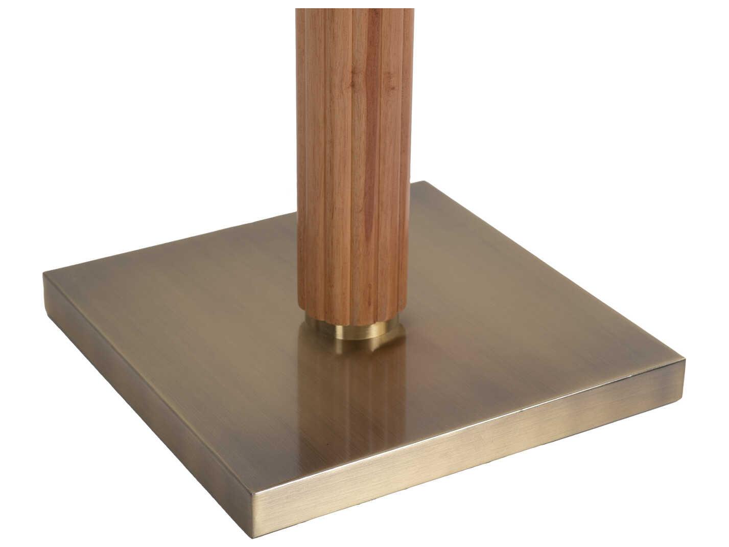 Nova Tambo Natural Ash Weathered Brass Opal Glass Wood Brown Floor Lamp