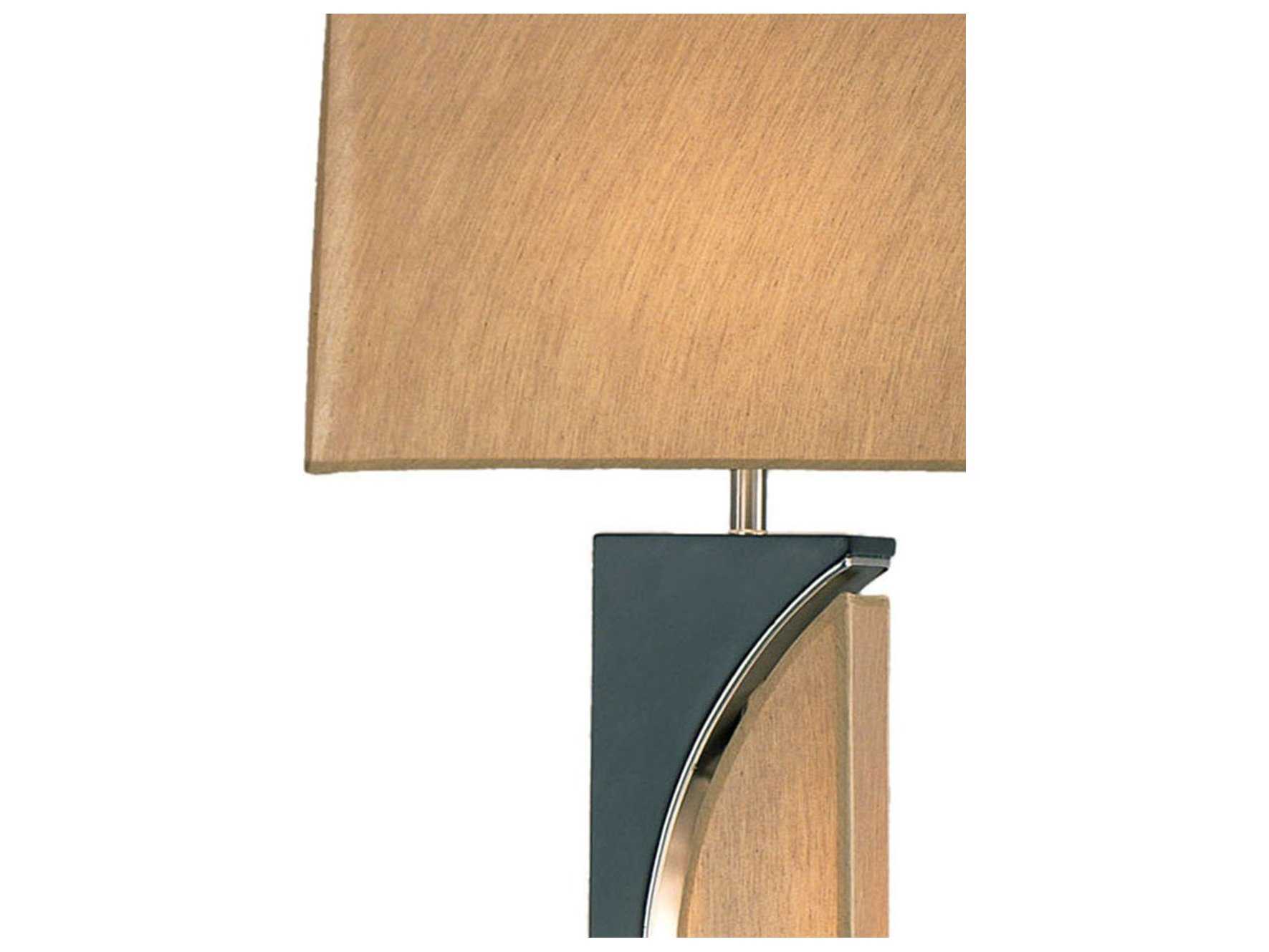 Nova Half Moon Espresso Brushed Nickel Off White Linen Brown Floor Lamp