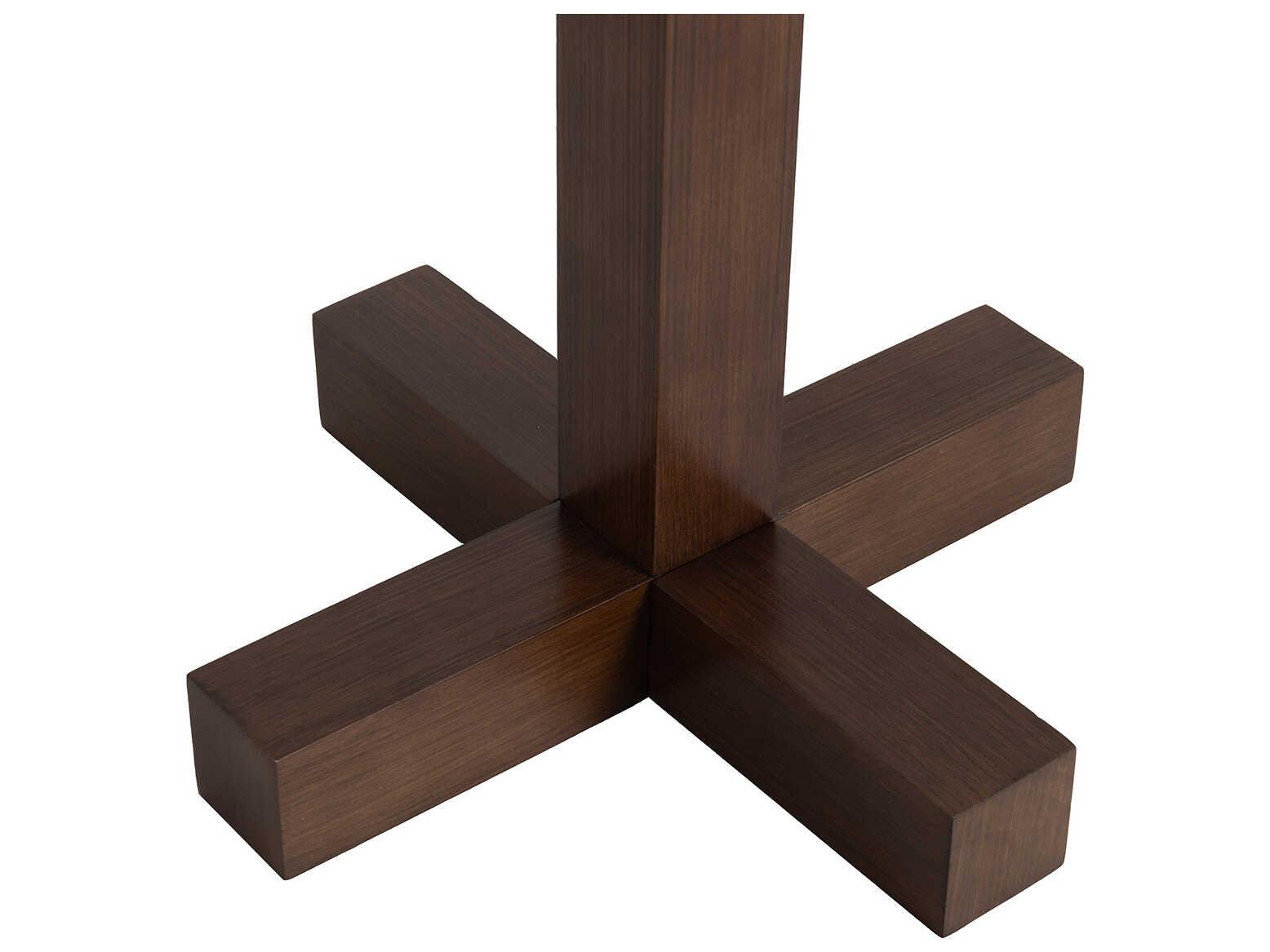 Nova Swiss Cross Dark Walnut Weathered Brass White Linen Brown Floor Lamp