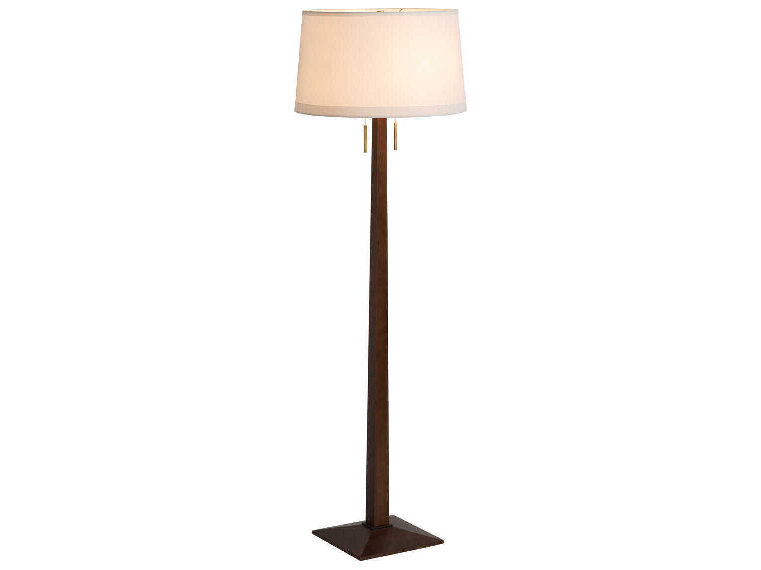 Nova Taper Dark Walnut Weathered Brass White Linen Fabric Brown Floor Lamp
