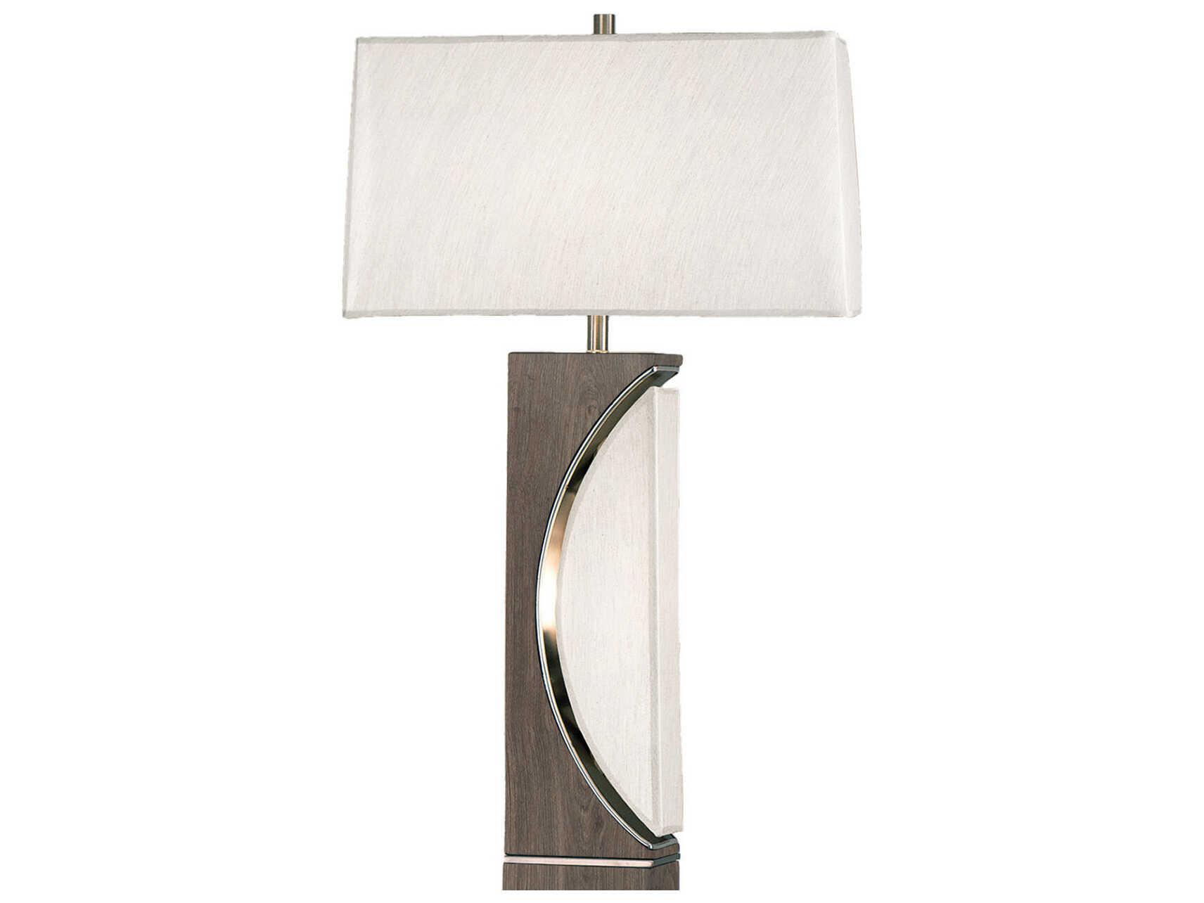 Nova Half Moon Charcoal Gray Brushed Nickel Off White Linen Floor Lamp