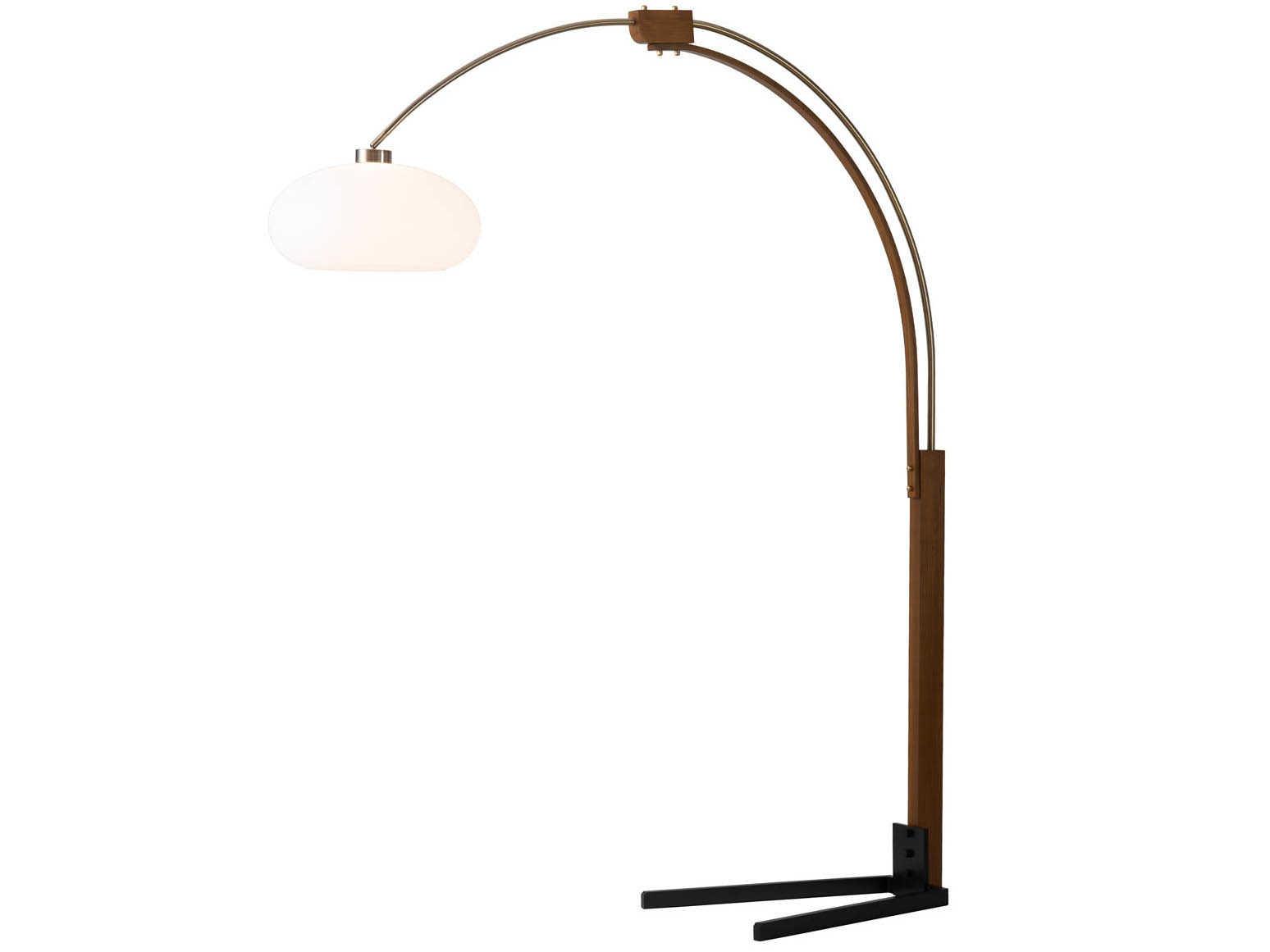 Nova Historical Re-Issue Morelli Weathered Brass Walnut White Lucite Floor Lamp
