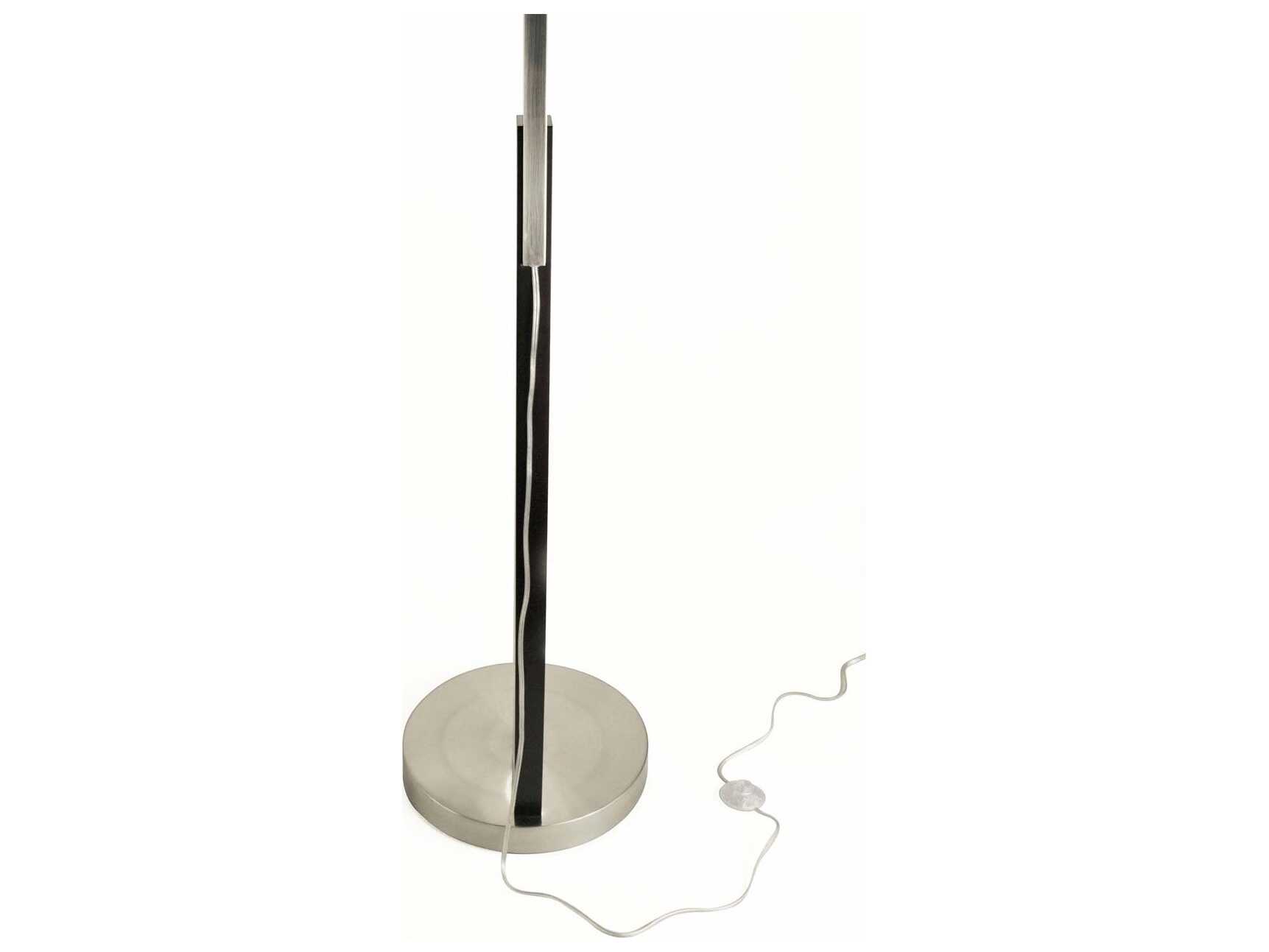 Nova Plimpton Espresso Brushed Nickel White Linen Brown Floor Lamp