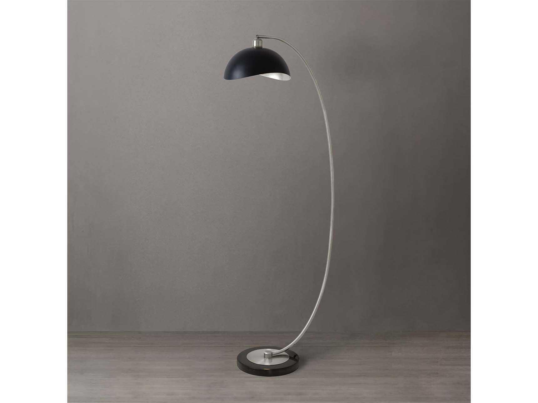 Nova Luna Bella Matte Black Silver Leaf Steel Floor Lamp