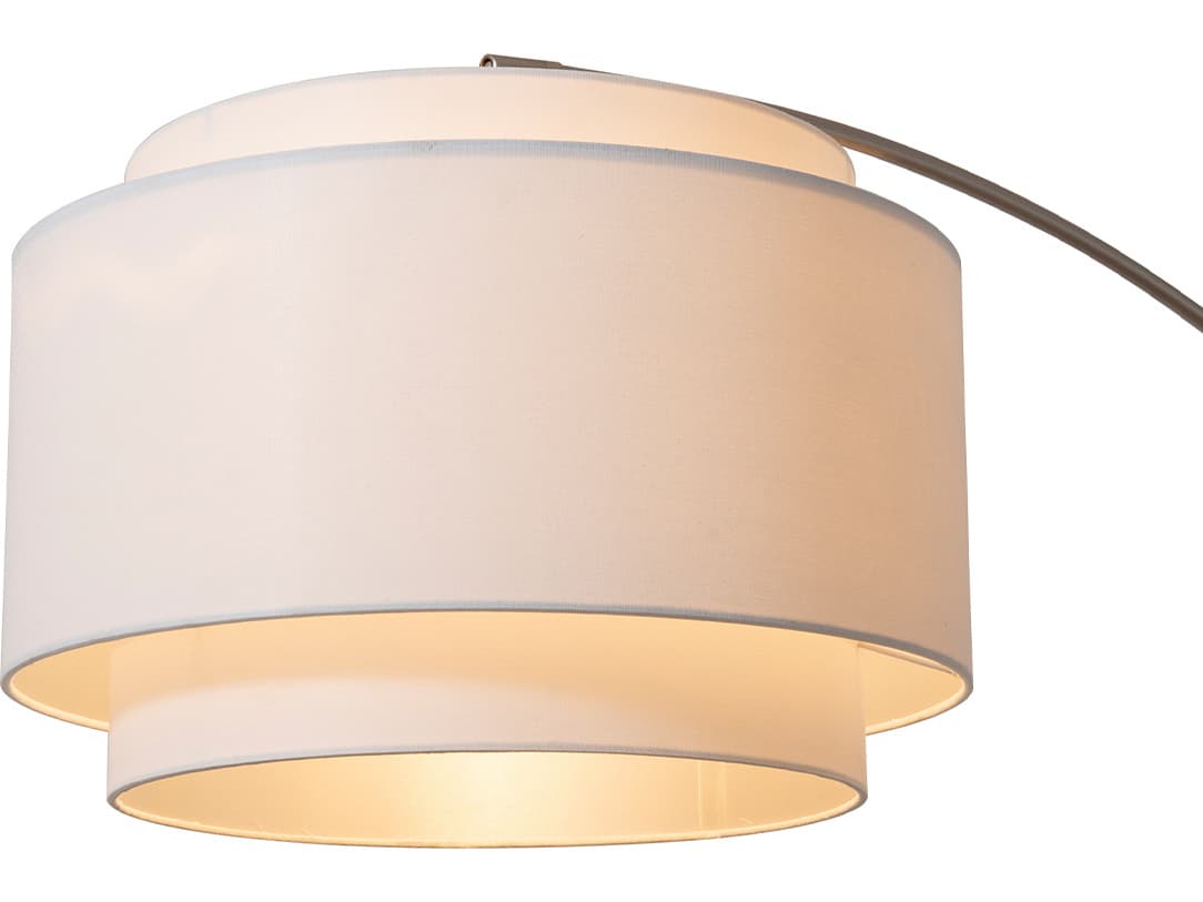 Nova Bone Porcelain Coronado Matte Black Satin Nickel White Linen Floor Lamp