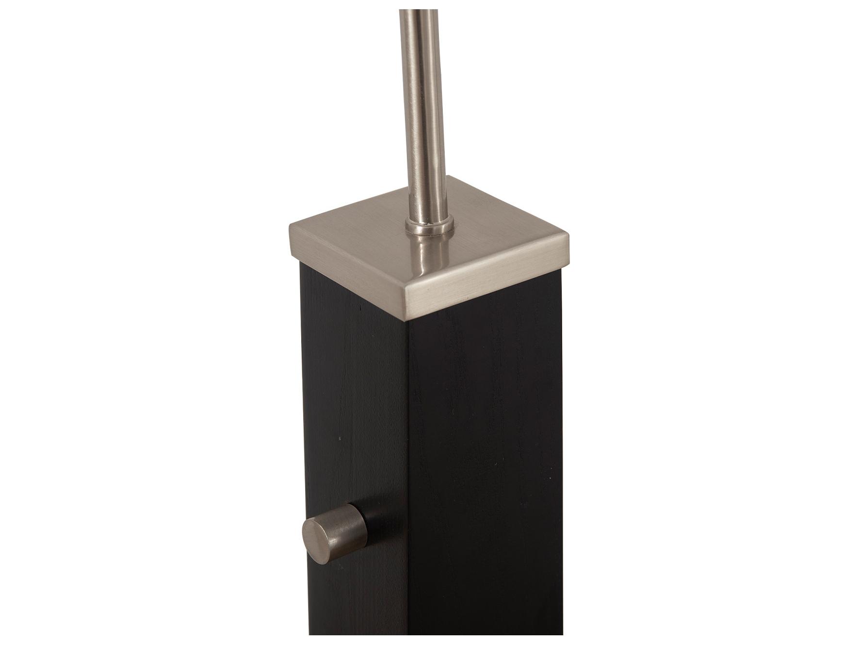 Nova Bone Porcelain Coronado Matte Black Satin Nickel White Linen Floor Lamp