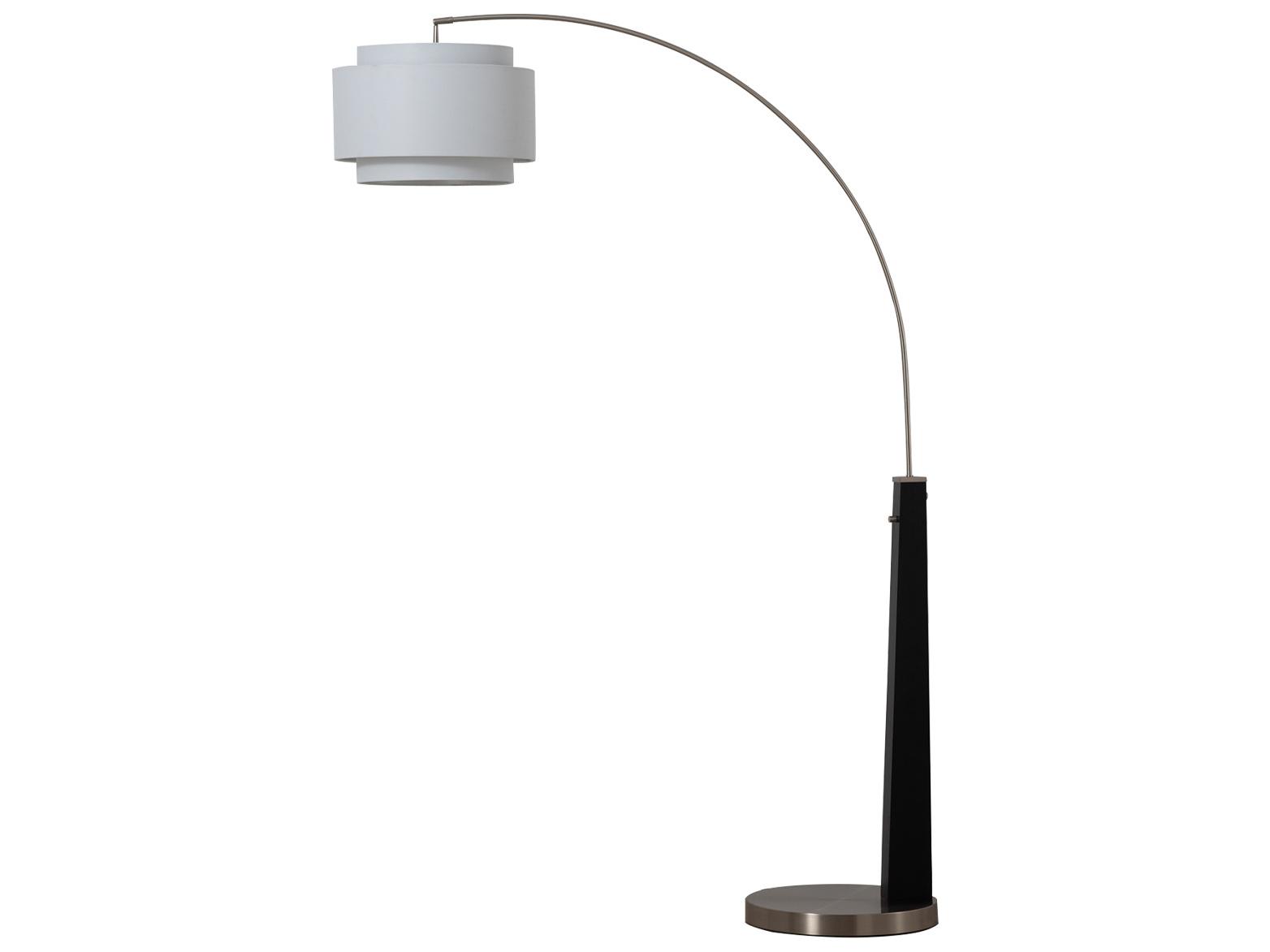 Nova Bone Porcelain Coronado Matte Black Satin Nickel White Linen Floor Lamp