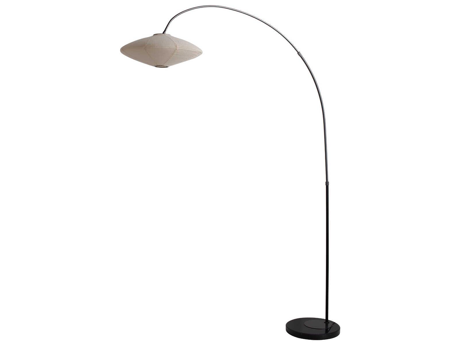Nova Roswell Matte Black White Linen Floor Lamp