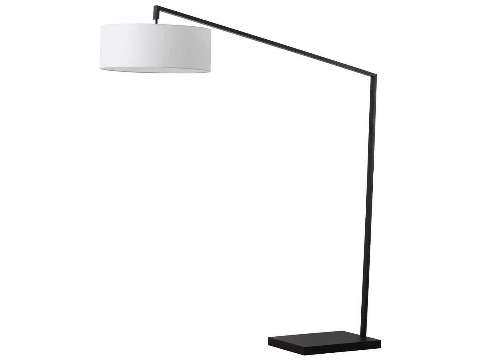 Nova Stretch Black Dark Brown White Linen Floor Lamp