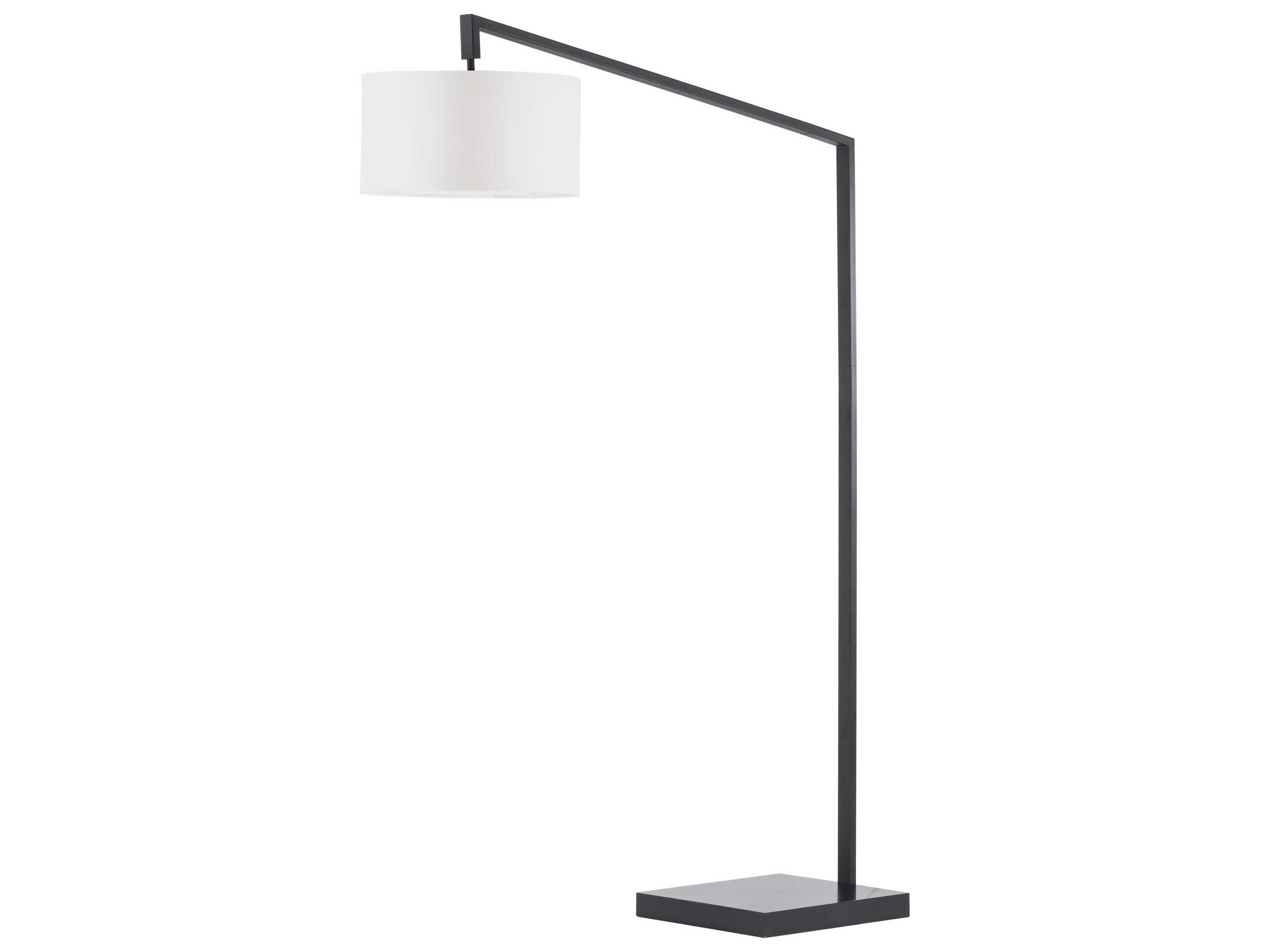 Nova Stretch Matte Black White Linen Floor Lamp