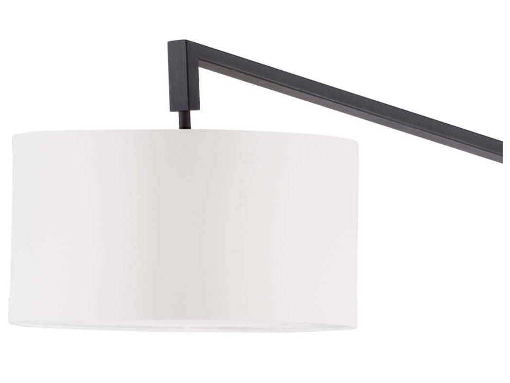 Nova Stretch Matte Black White Linen Floor Lamp