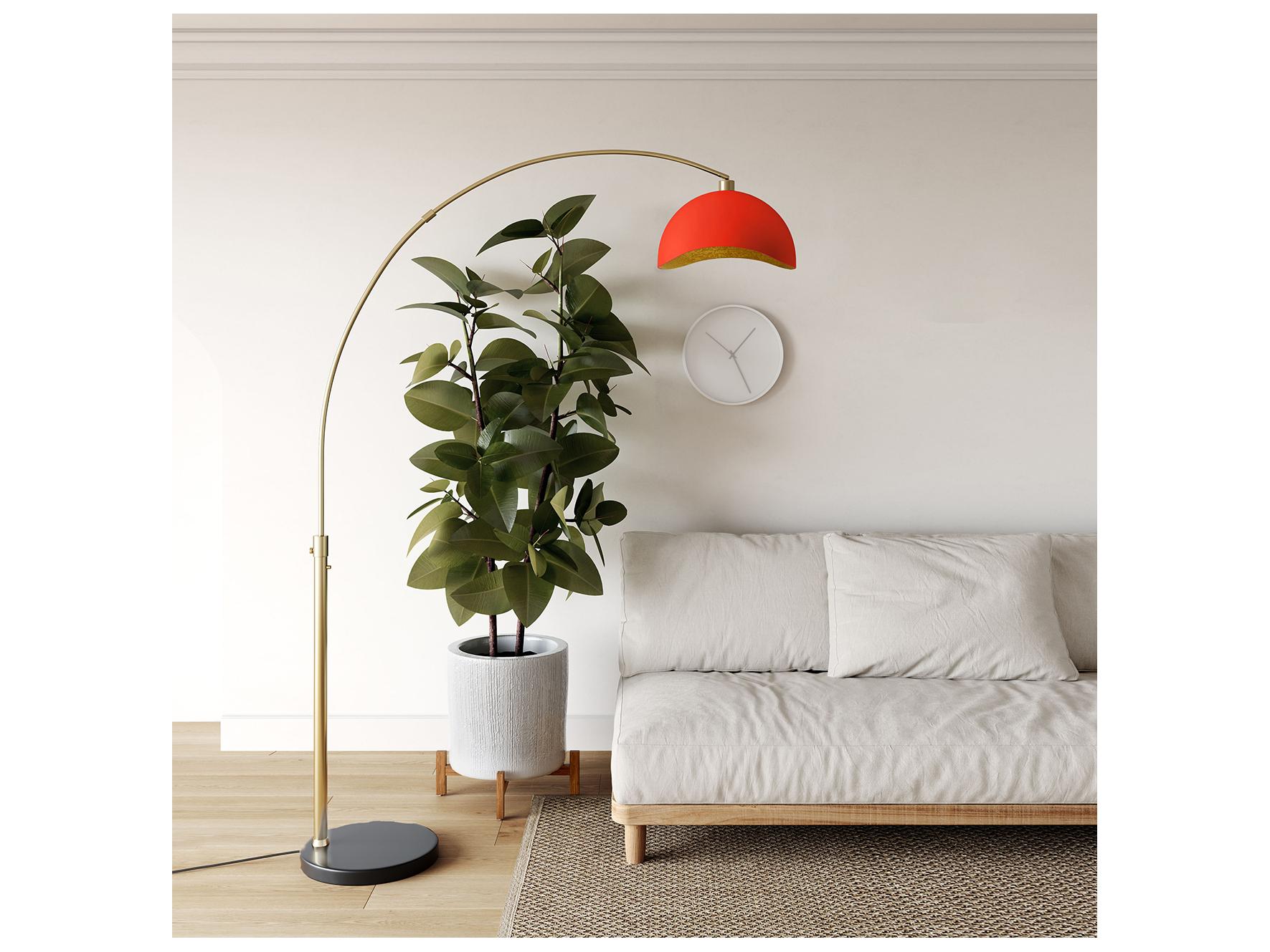 Nova Luna Bella Weathered Brass & Red Floor Lamp