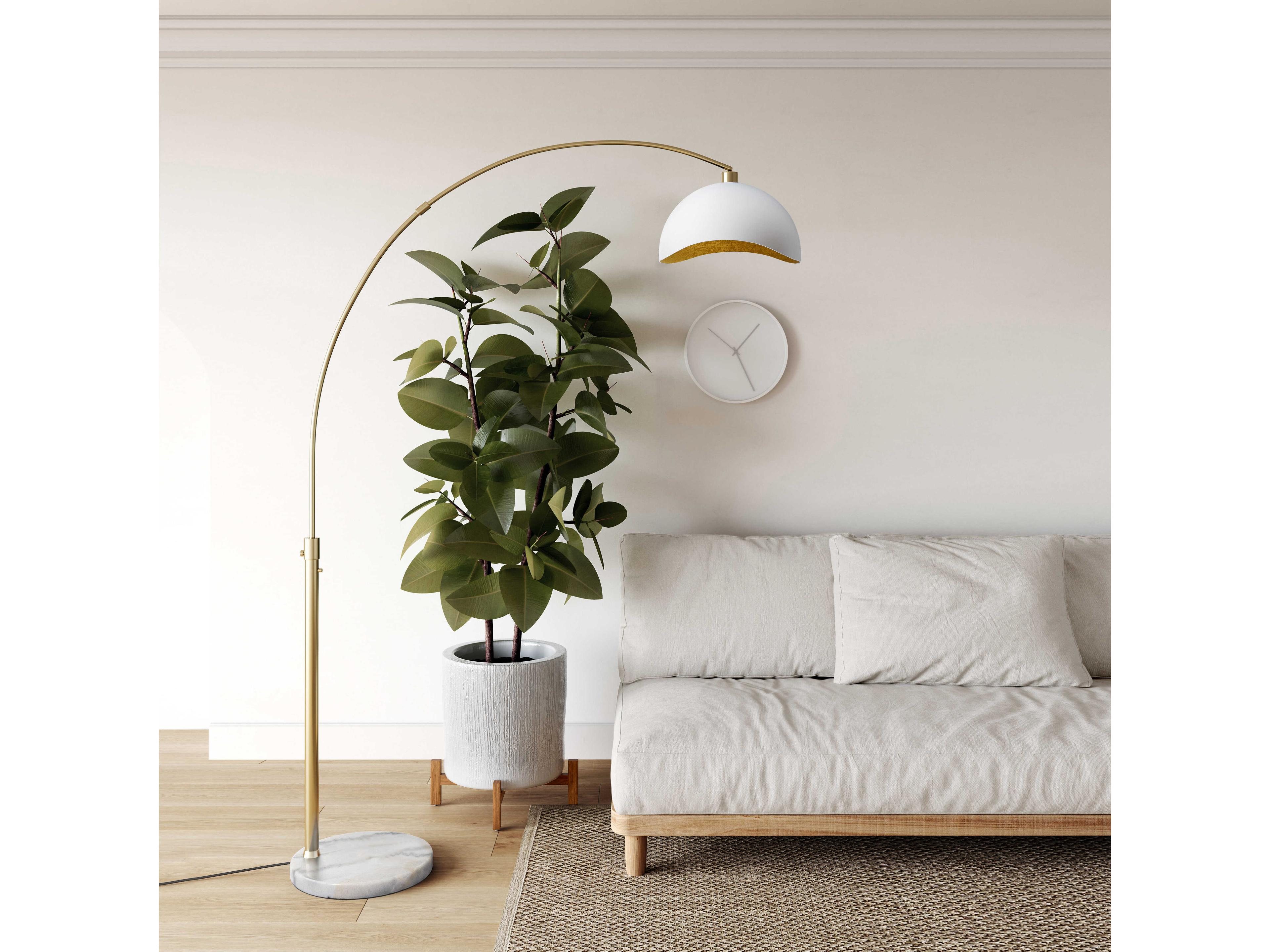 Nova Luna Bella Weathered Brass White Steel Floor Lamp