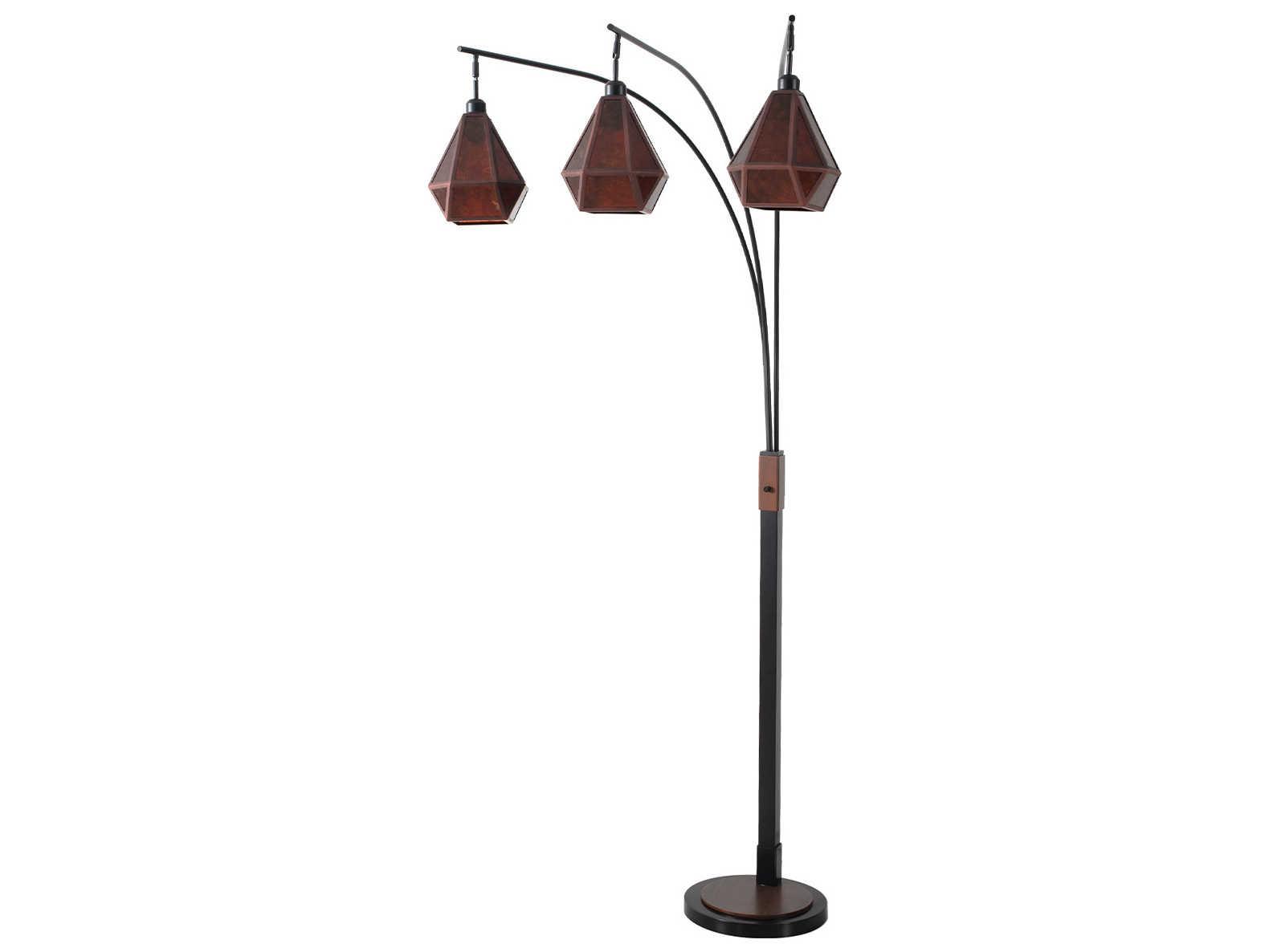 Nova Artifact Bronze Matte Black Amber Mica Brown Floor Lamp