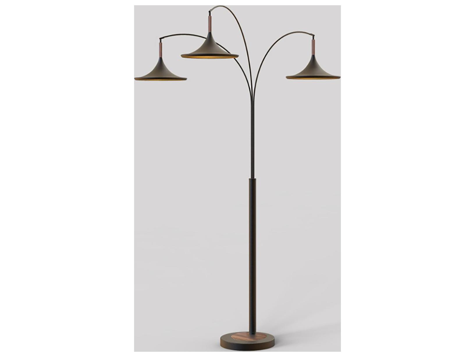 Nova Lodi Matte Black Walnut Floor Lamp